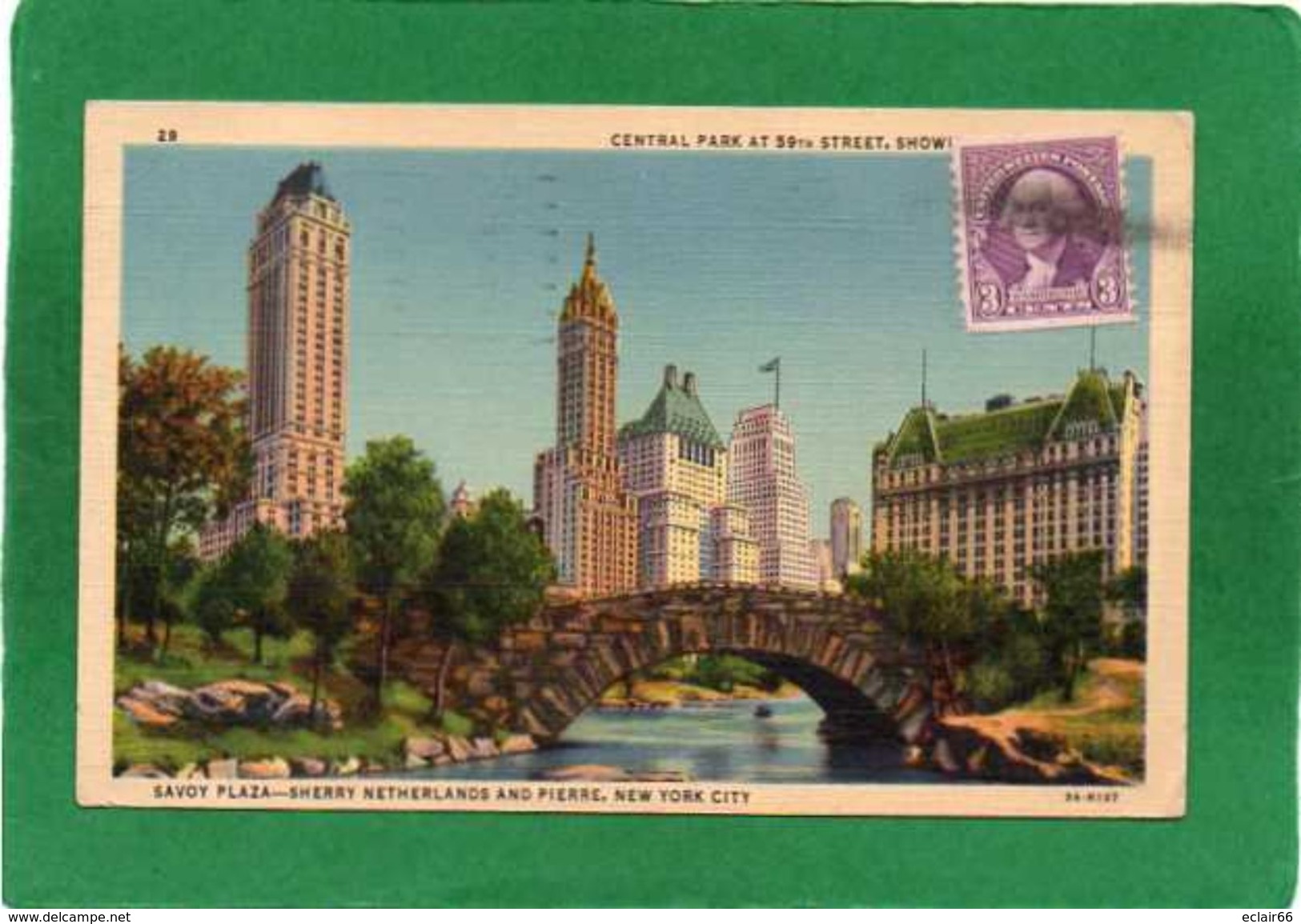 ETATS UNIS - NEW YORK - FIFTH AVENUE SKYLINE FROM CENTRAL PARK- SHOWING HOTELS PIERRE-SHERRY NETHERLAND-SAVOY PLAZA - Central Park
