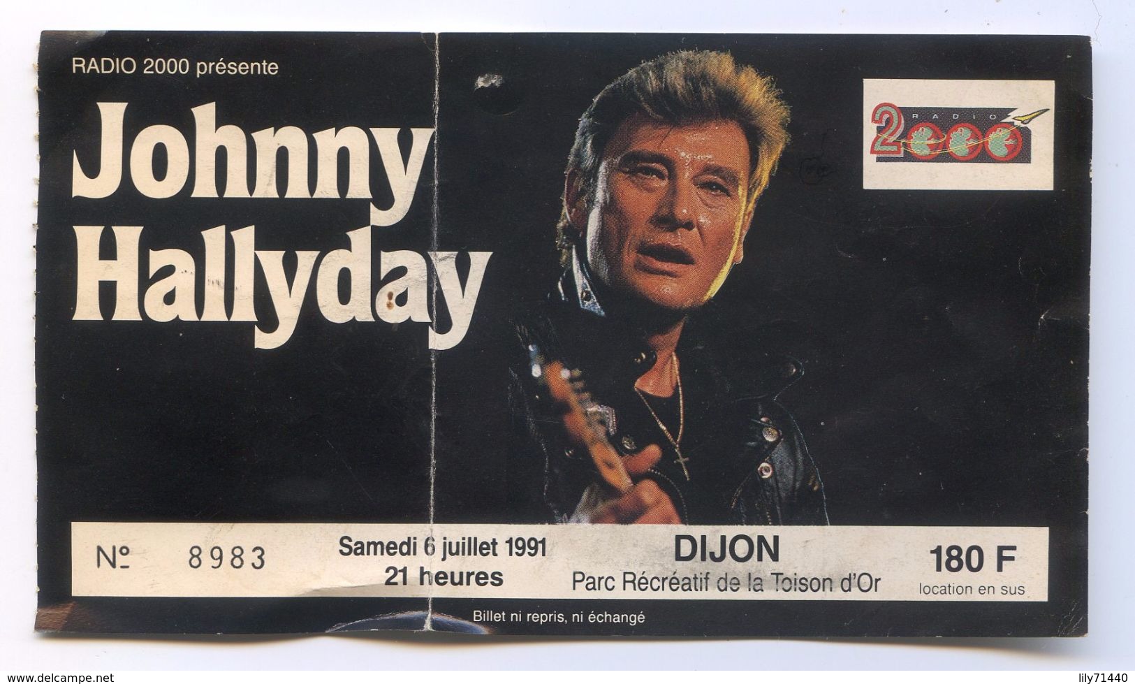 Ticket Entrée Concert Johnny Halliday Dijon 06/07/1991 - Tickets D'entrée