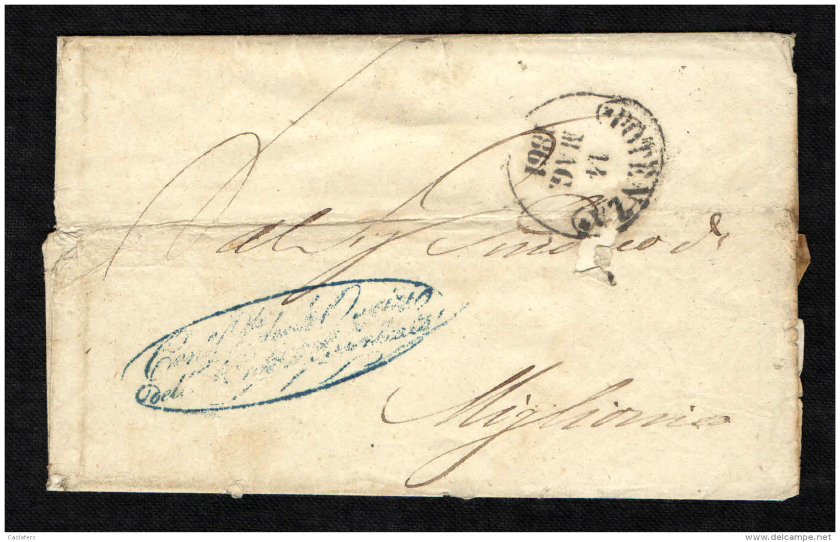 ITALIA - 14 MAG 1861 - PLICO DA POTENZA VERSO MIGLIONICO - 1. ...-1850 Prefilatelia