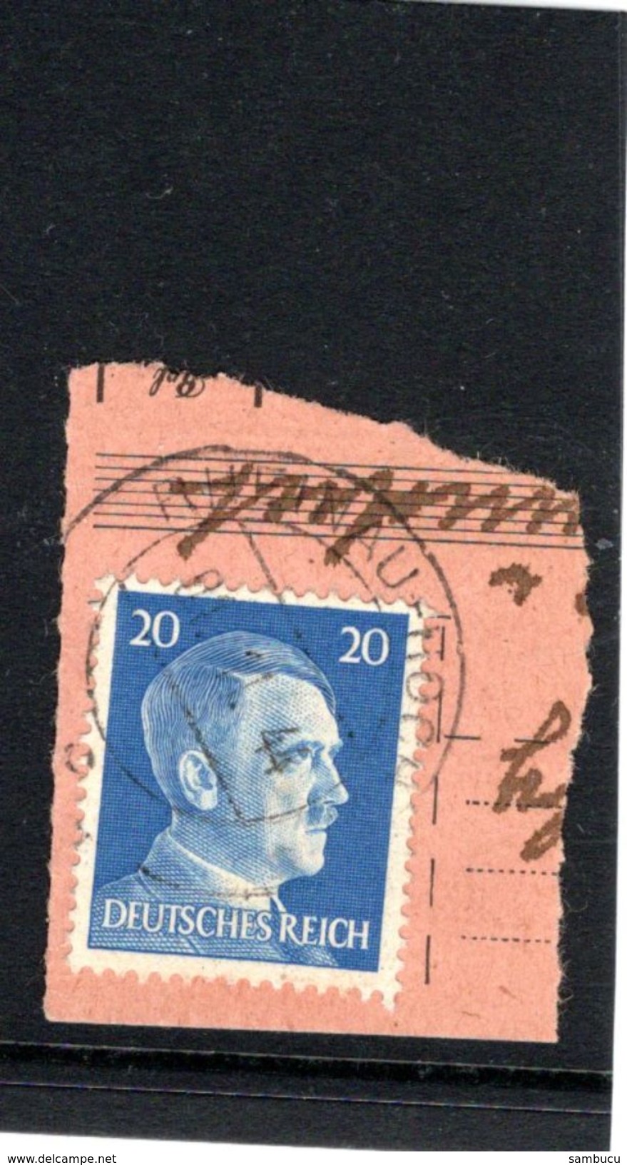 Kartenstück Gel. Von RHEINAU - HOCH Am 1.XI.1944 Mit 20 Pfennig Detsches Reich - Briefe U. Dokumente