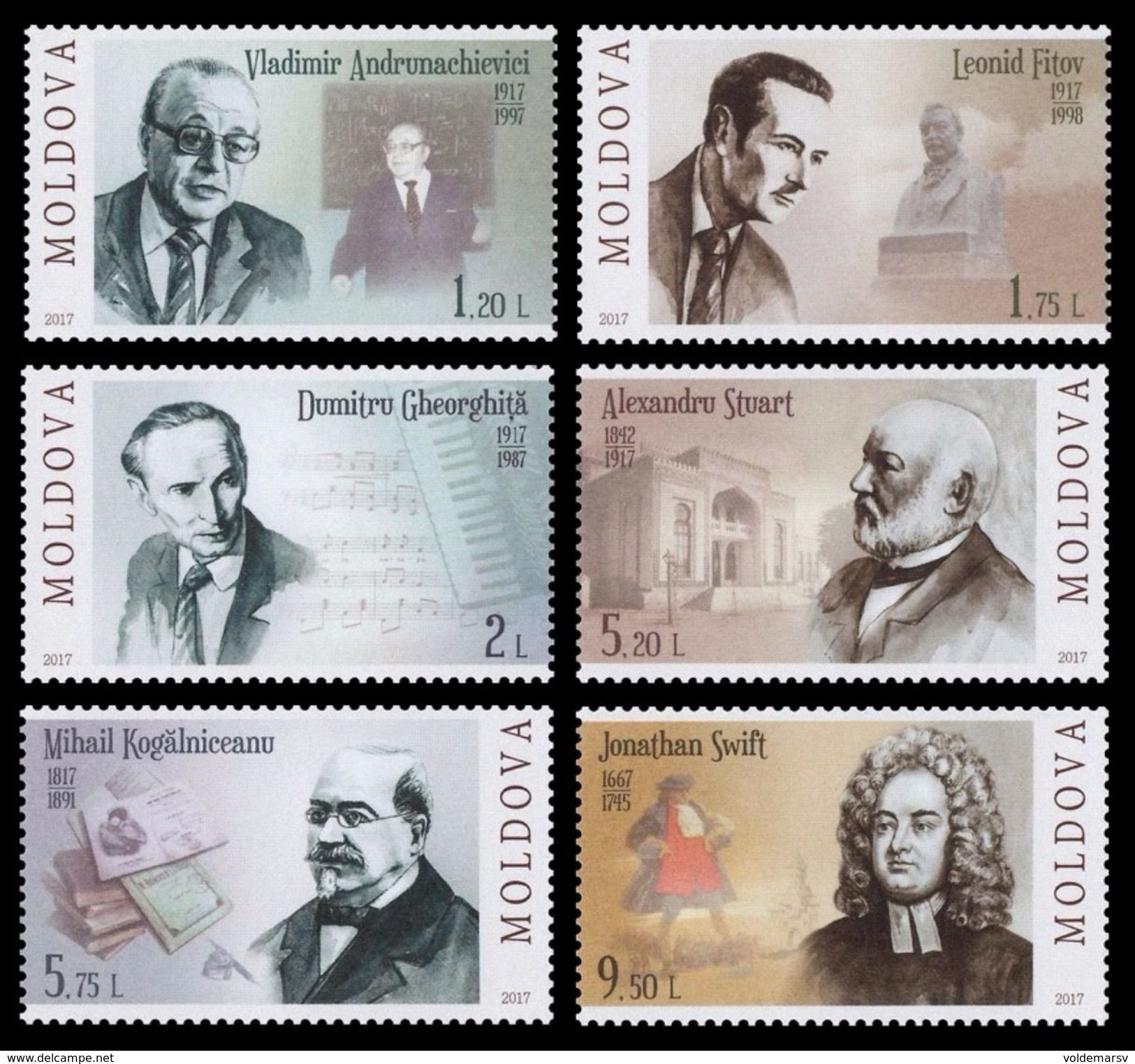 Moldova 2017 Mih. 1022/27 Famous People. Mathematics. Sculpture. Music. Biology. Literature MNH ** - Moldova