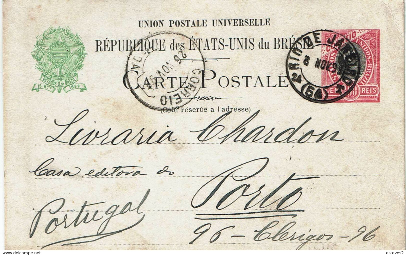 Brazil , Bresil , Brasil , 1899 , Stationery , Entier , Rio De Janeiro  And Lisboa Postmarks - Postwaardestukken