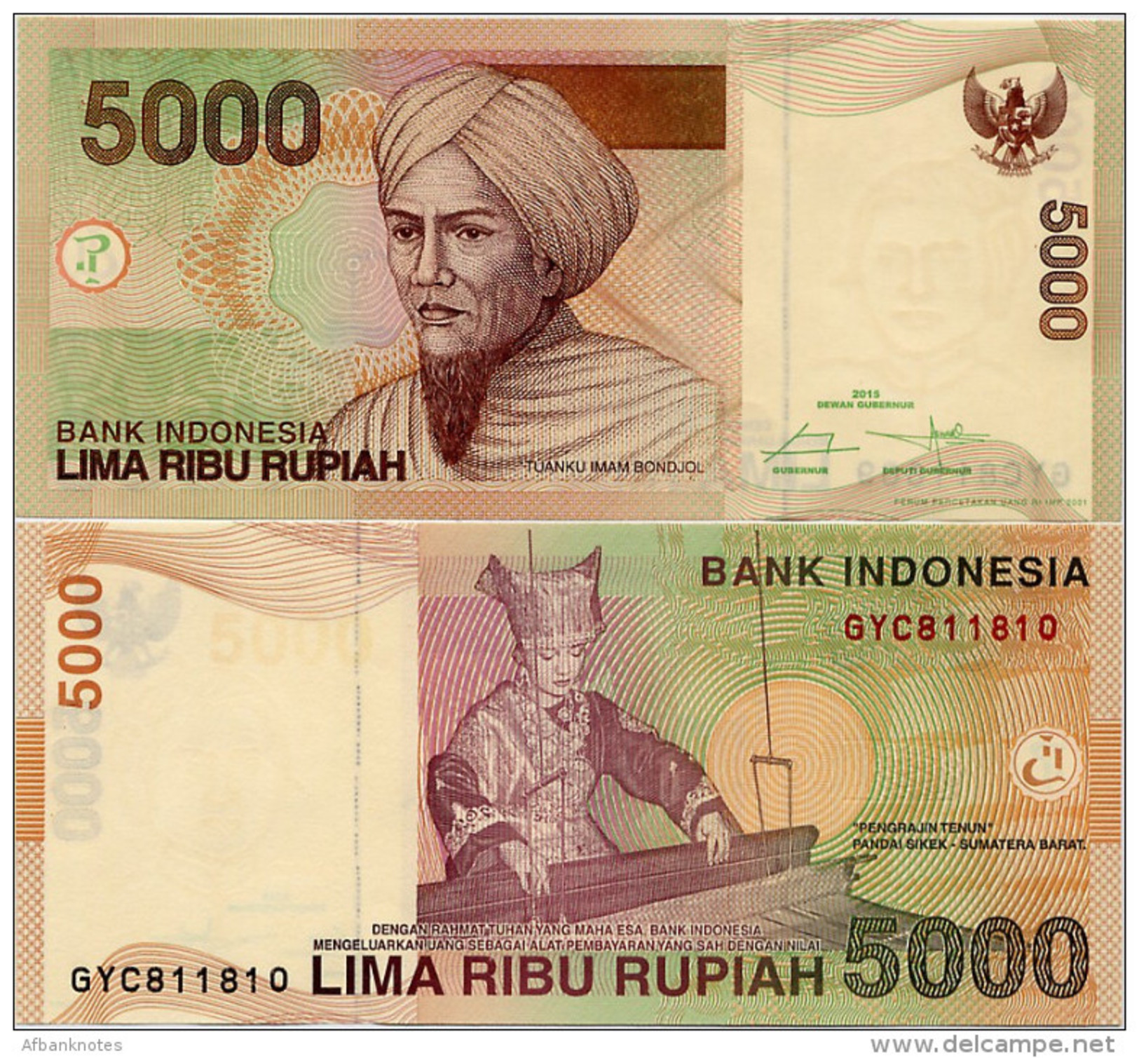 INDONESIA        5000 Rupiah      P-149       2015/2001   UNC - Indonésie