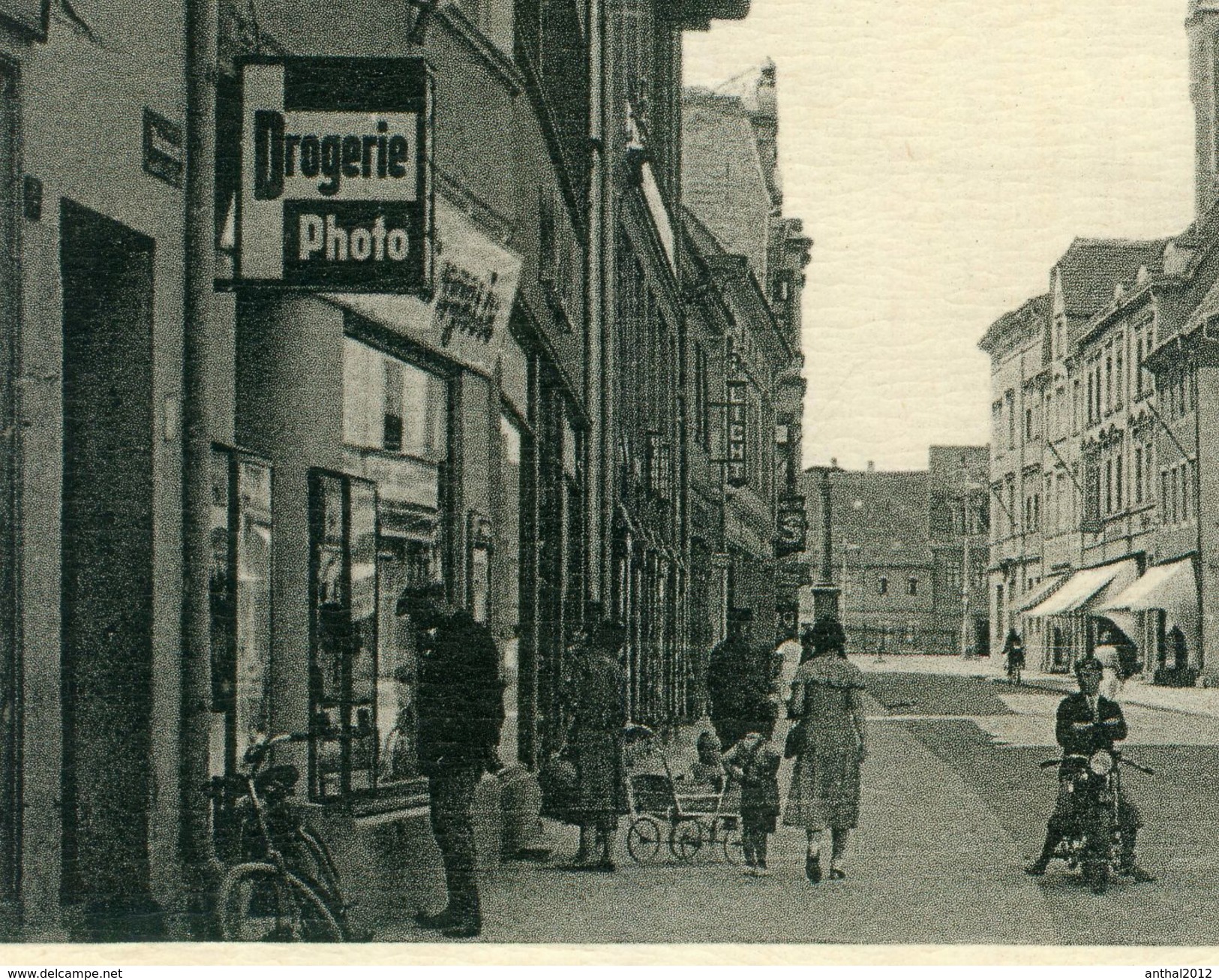 Rarität Köthen Anhalt Buttermarkt Central-Schuhhaus Söder Motorrad Drogerie Sw Um 1930 - Koethen (Anhalt)