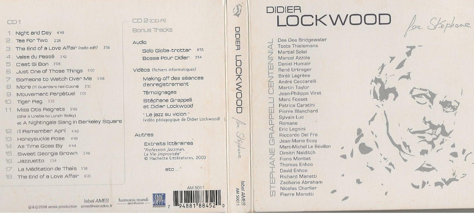 DOUBLE CD DIDIER LOCKWOOD - FOR STEPHANE - Rock