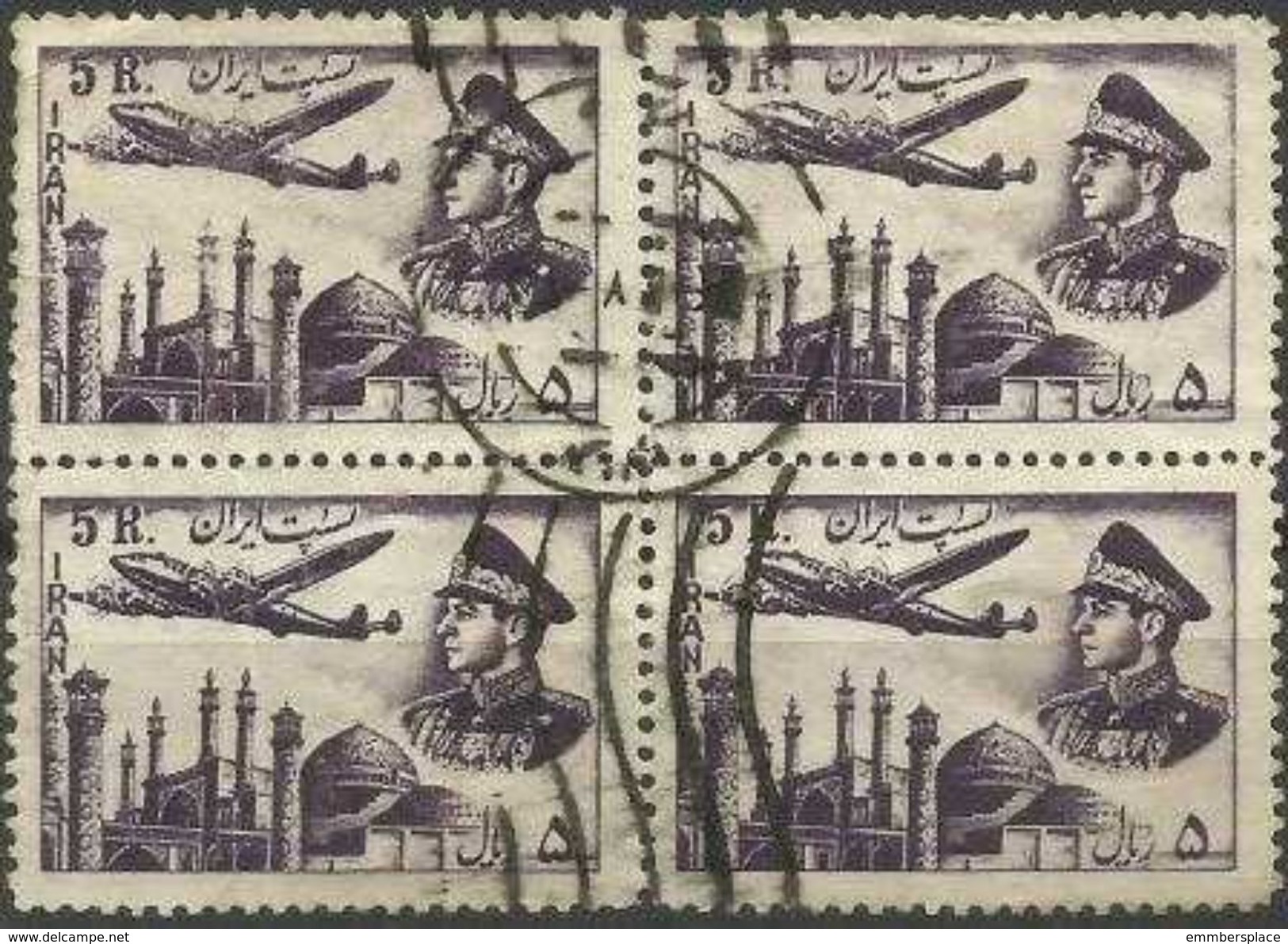 1953 Lockheed Constellation 5r Block Of 4 Used  SG 992   Sc C72 - Iran