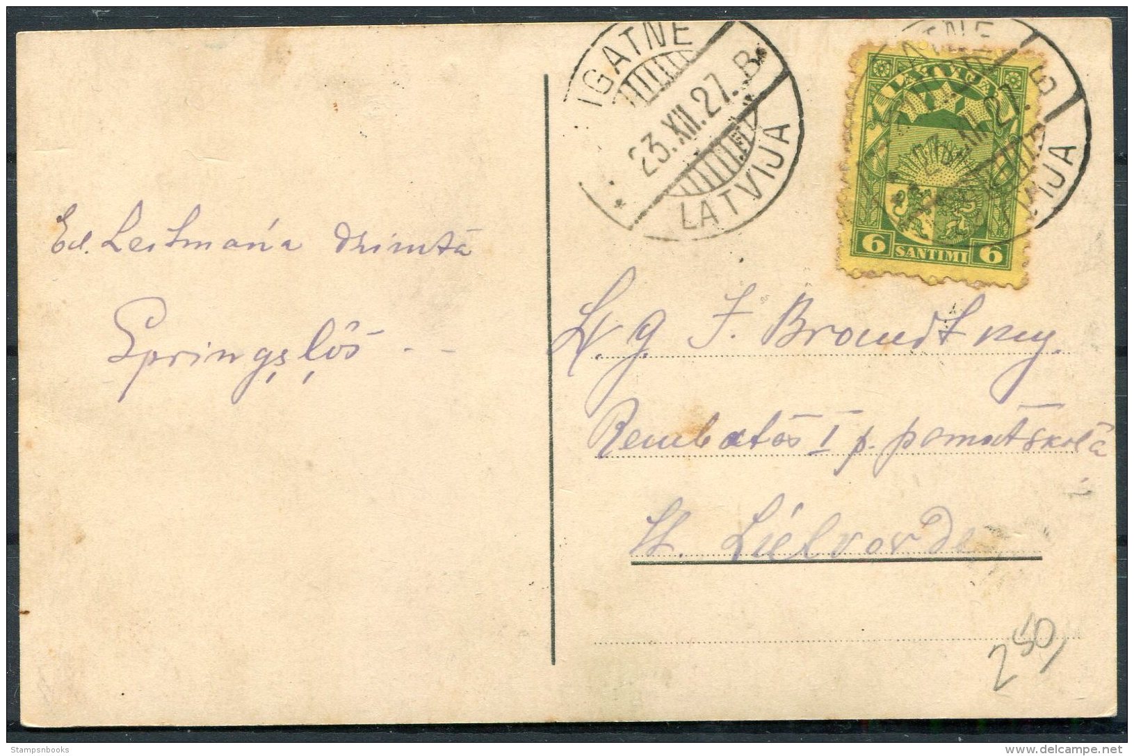 1927 Latvia Patriotic Postcard - Latvia