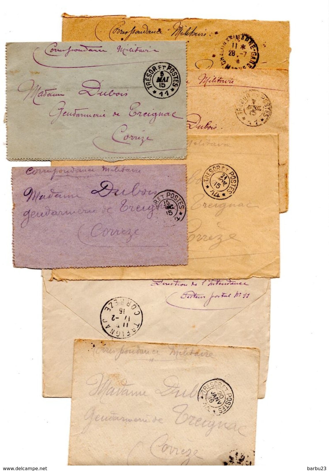 Lot De 7 Enveloppes (sans Correspondance) Tresor Et Postes WW1 Du Soldat FAYT Casimir (Mort Pour La France) - Guerre De 1914-18