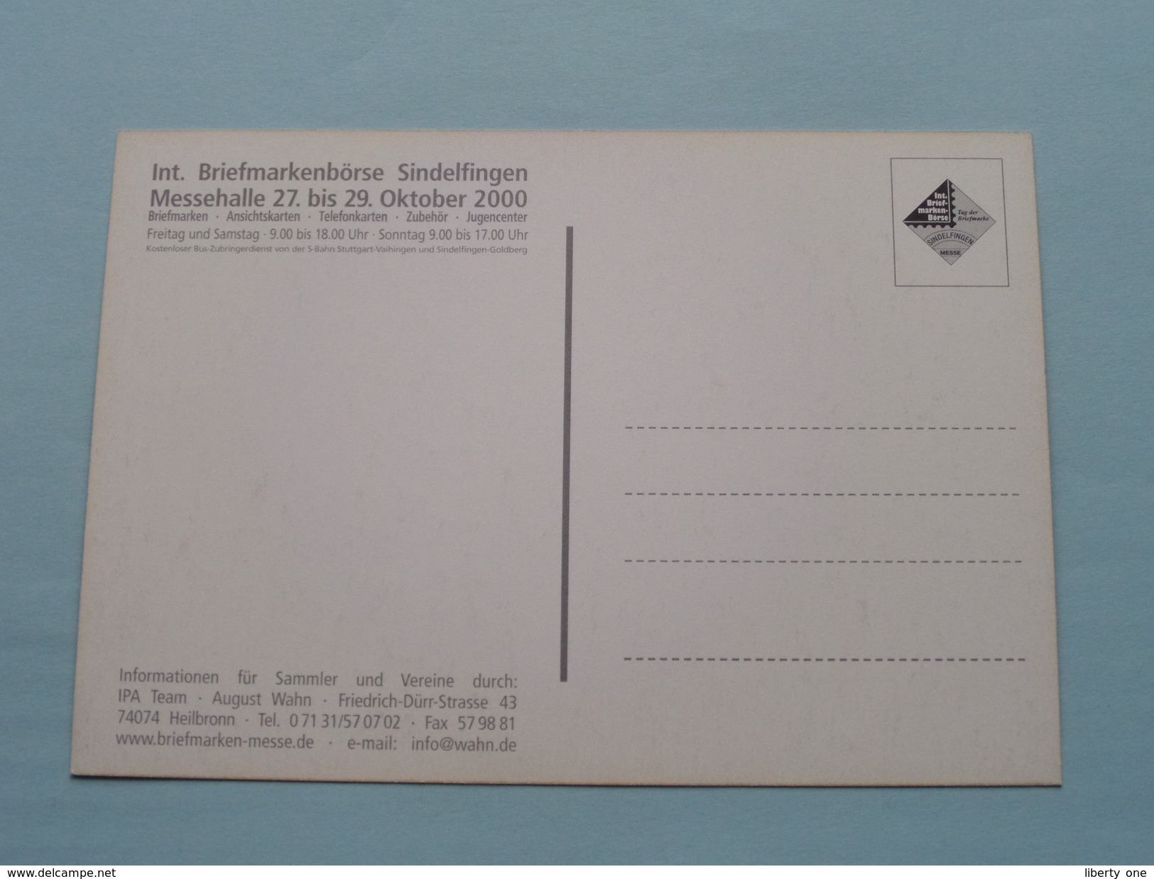 Int. Briefmarkenbörse SINDELFINGEN ( IPA ) Anno 2000 ( Zie Foto Voor Details ) !! - Bourses & Salons De Collections