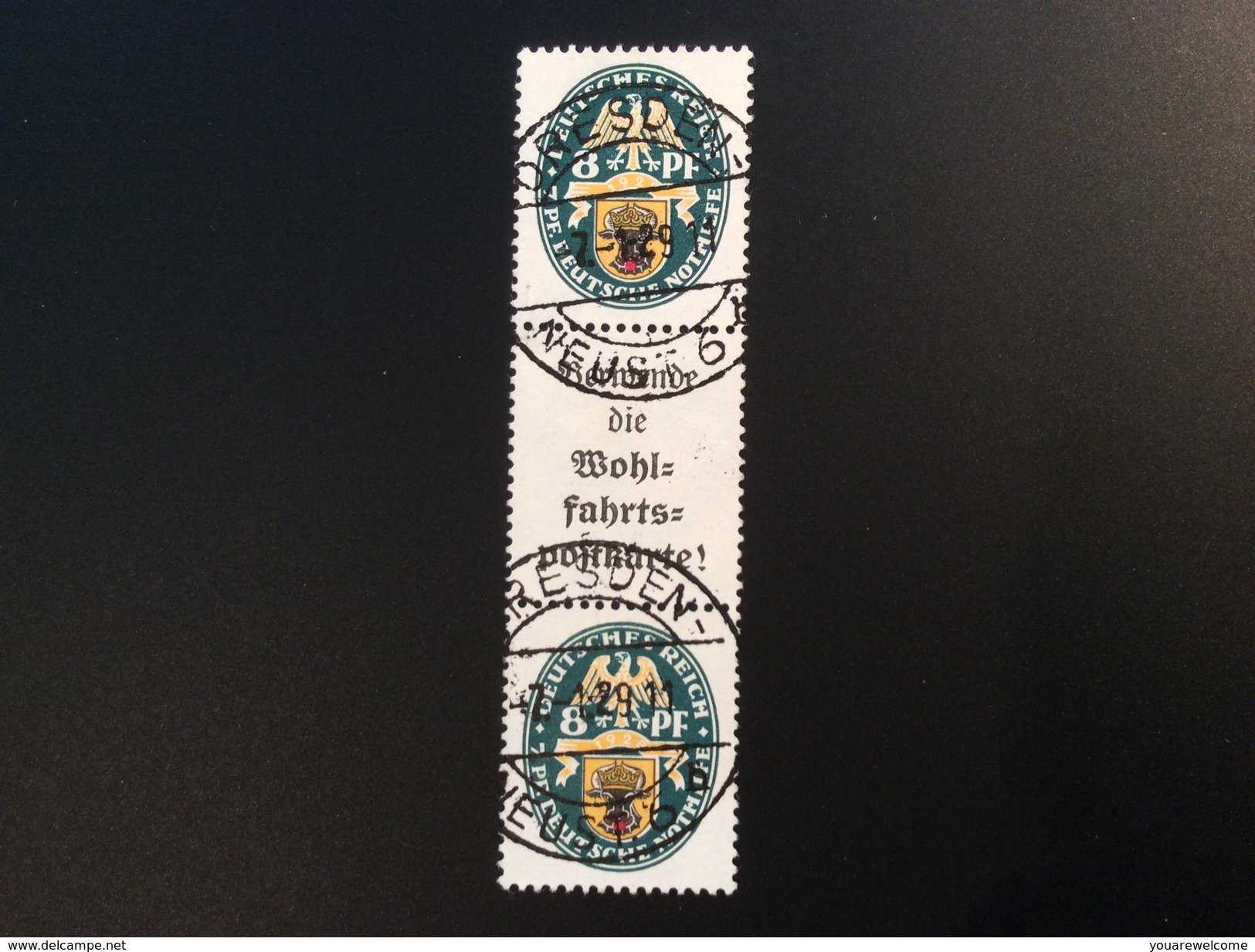 Deutsches Reich Zusammendruck Nothilfe 1928 S59 (2000€) STEMPEL FÄLSCHUNG; FAUSSE  OBLIT.; FORGERY OF CDS - Zusammendrucke