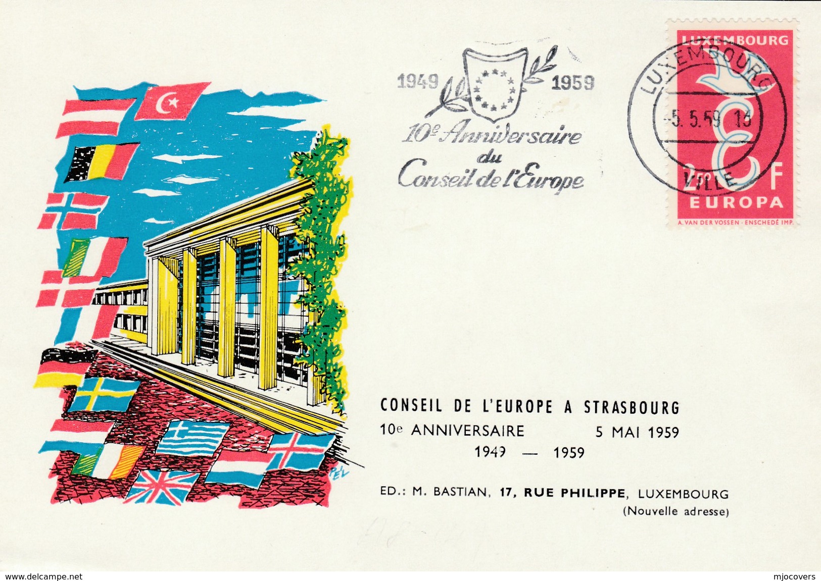 1969 Luxembourg COUNCIL OF EUROPE 10th ANNIV EVENT COVER Card Stamps Europa European - Covers & Documents