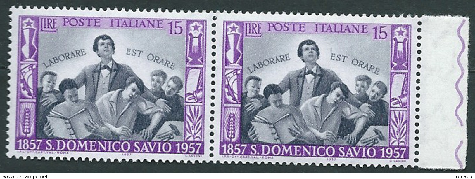 Italia 1957 ; Anniversario Di San Domenico Savio : Coppia Con Bordo A Destra. - 1946-60: Nuovi