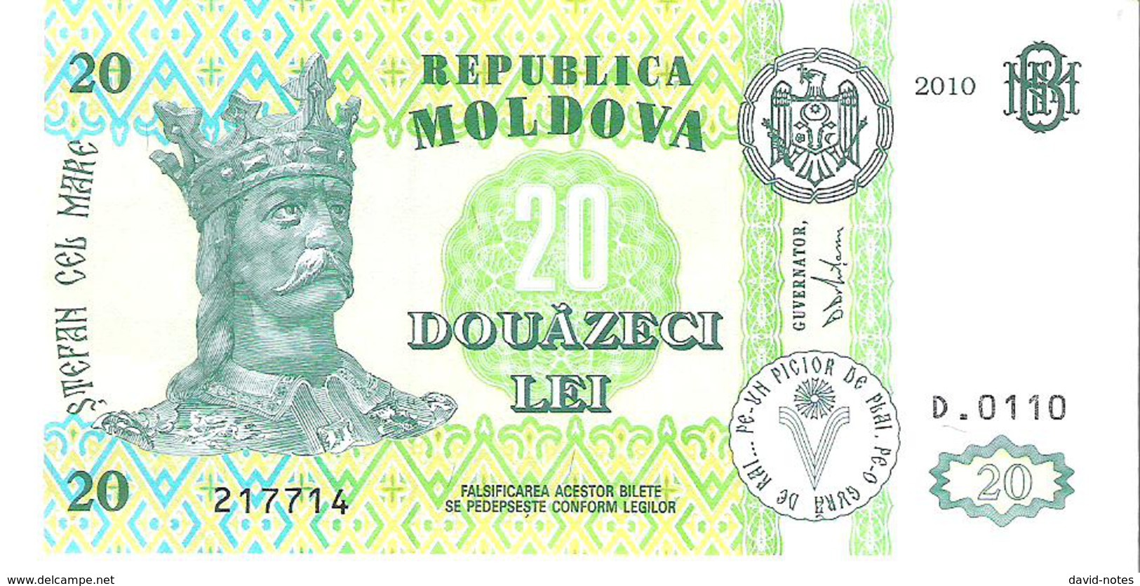 Moldova - Pick 13i - 20 Lei 2010 - Unc - Moldavia