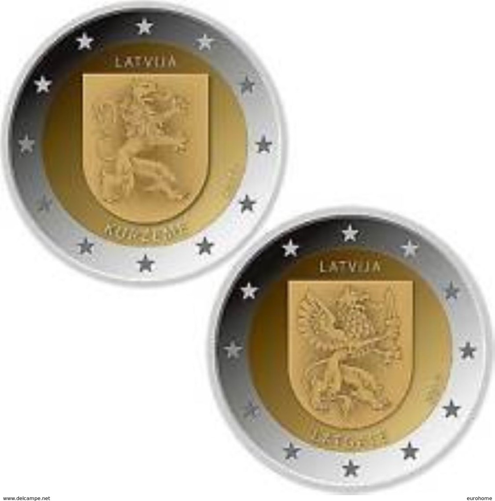 Letland-Lettonia 2017  2 X 2 Euro  Commemo  Regio Latgale En Kurzeme   UNC Uit De Rol  UNC Du Rouleaux  !! - Lettonie