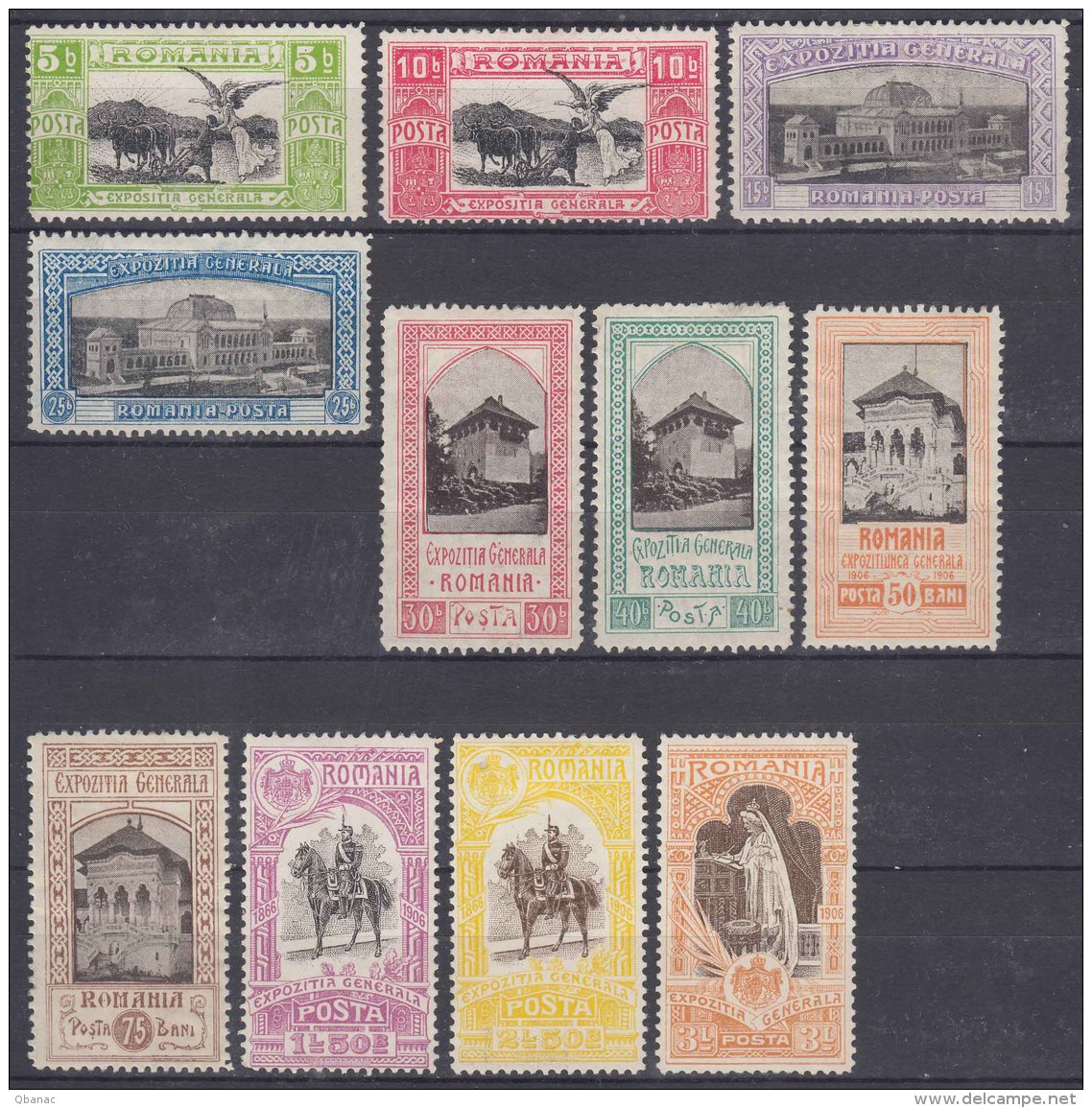 Romania 1906 Jubilee Set Mi#197-207 Mint Hinged - Unused Stamps