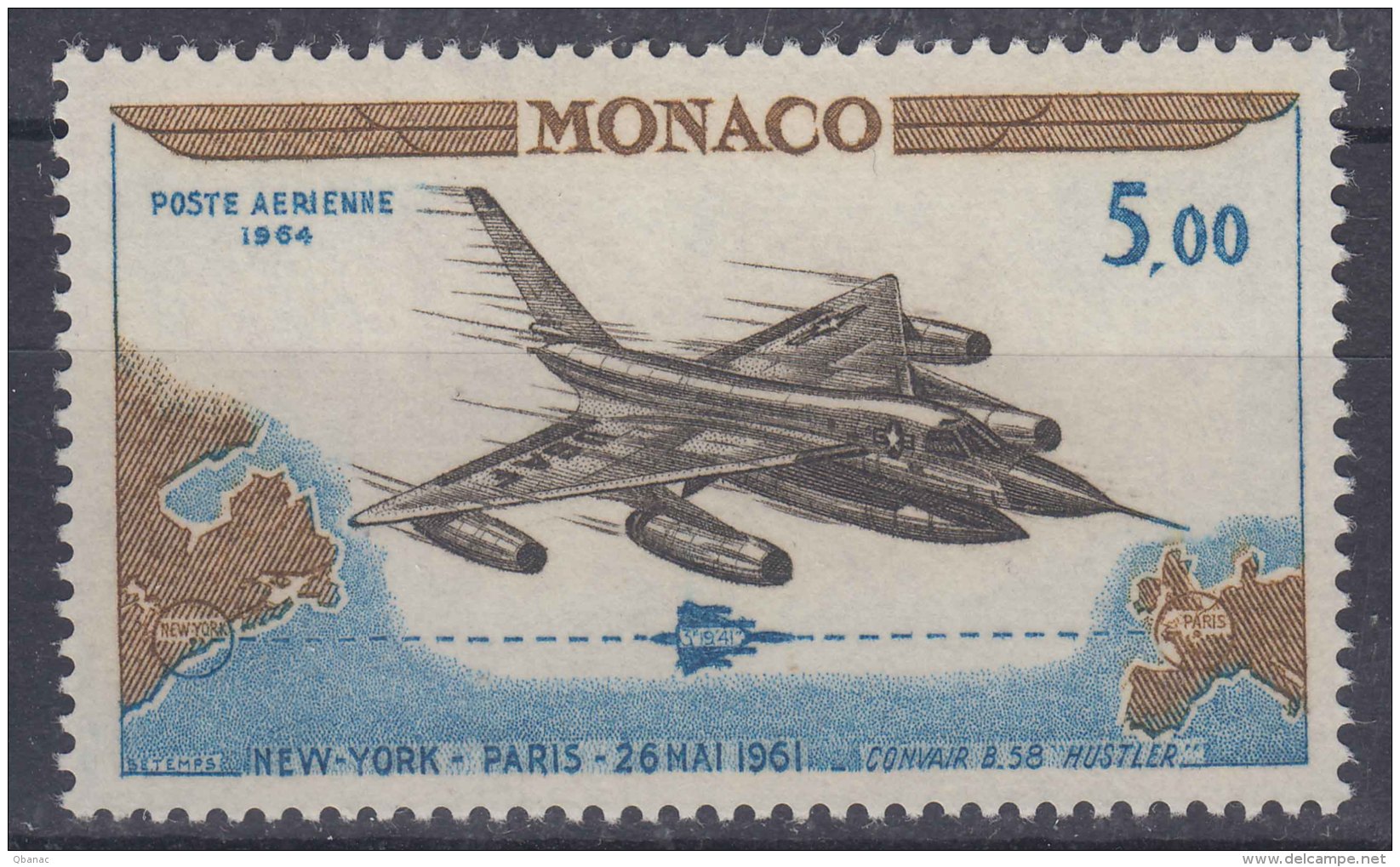 Monaco 1964 Airmail Stamp Mi#771 Mint Never Hinged - Nuevos