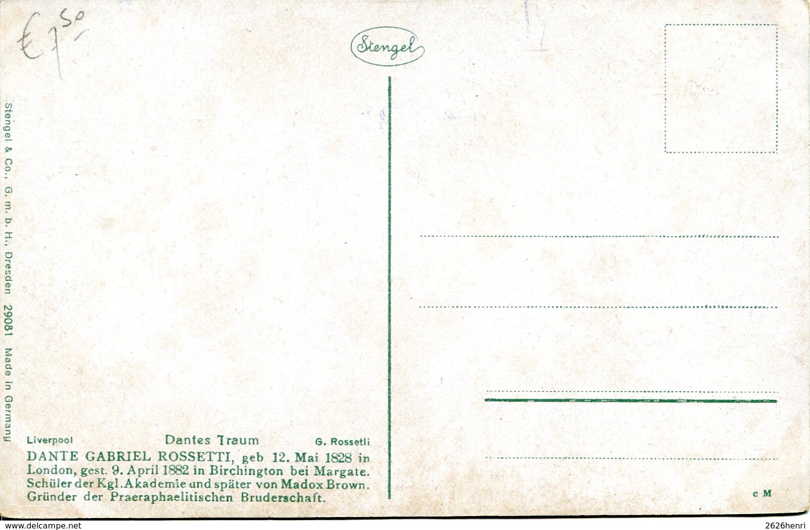 AK (etwa 1910) Gemälde Von G. Rossetli "Dantes Traum". Stengel Verlag - Schilderijen