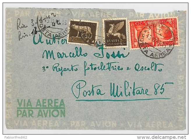 LETTERA VIAGGIATA 1941 VIA AEREA PLURIAFFRANCATA (SX90 - Poststempel (Flugzeuge)