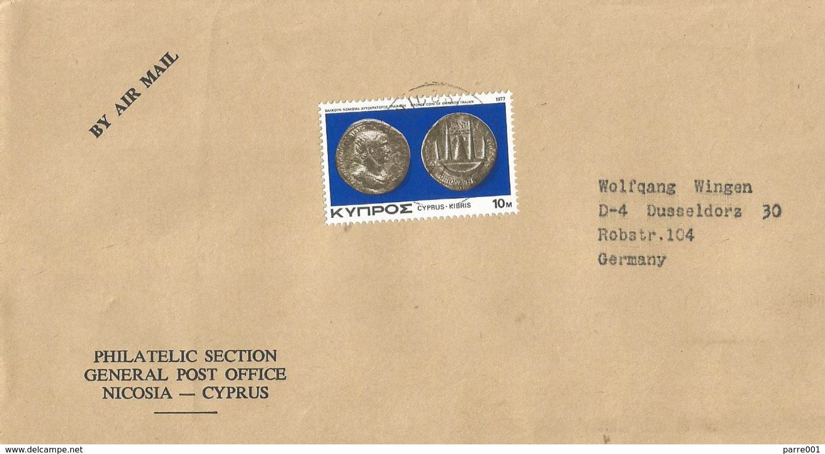 Cyprus 1977 Nicosia Bronze Coin Emperor Trajan Cover - Monnaies