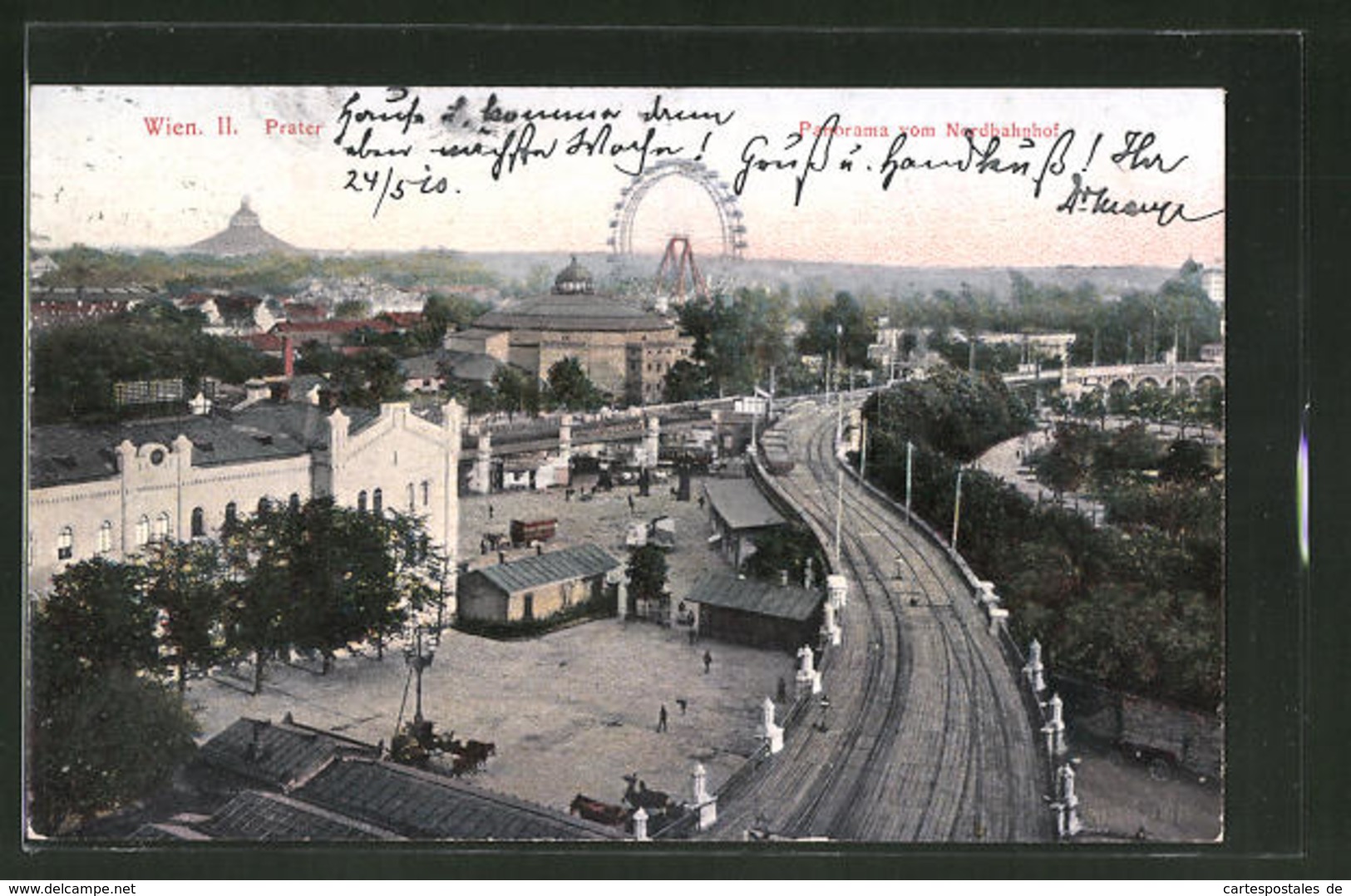 AK Wien, Panorama Des Wiener Prater Mit Riesenrad, Blick Vom Nordbahnhof - Sonstige & Ohne Zuordnung