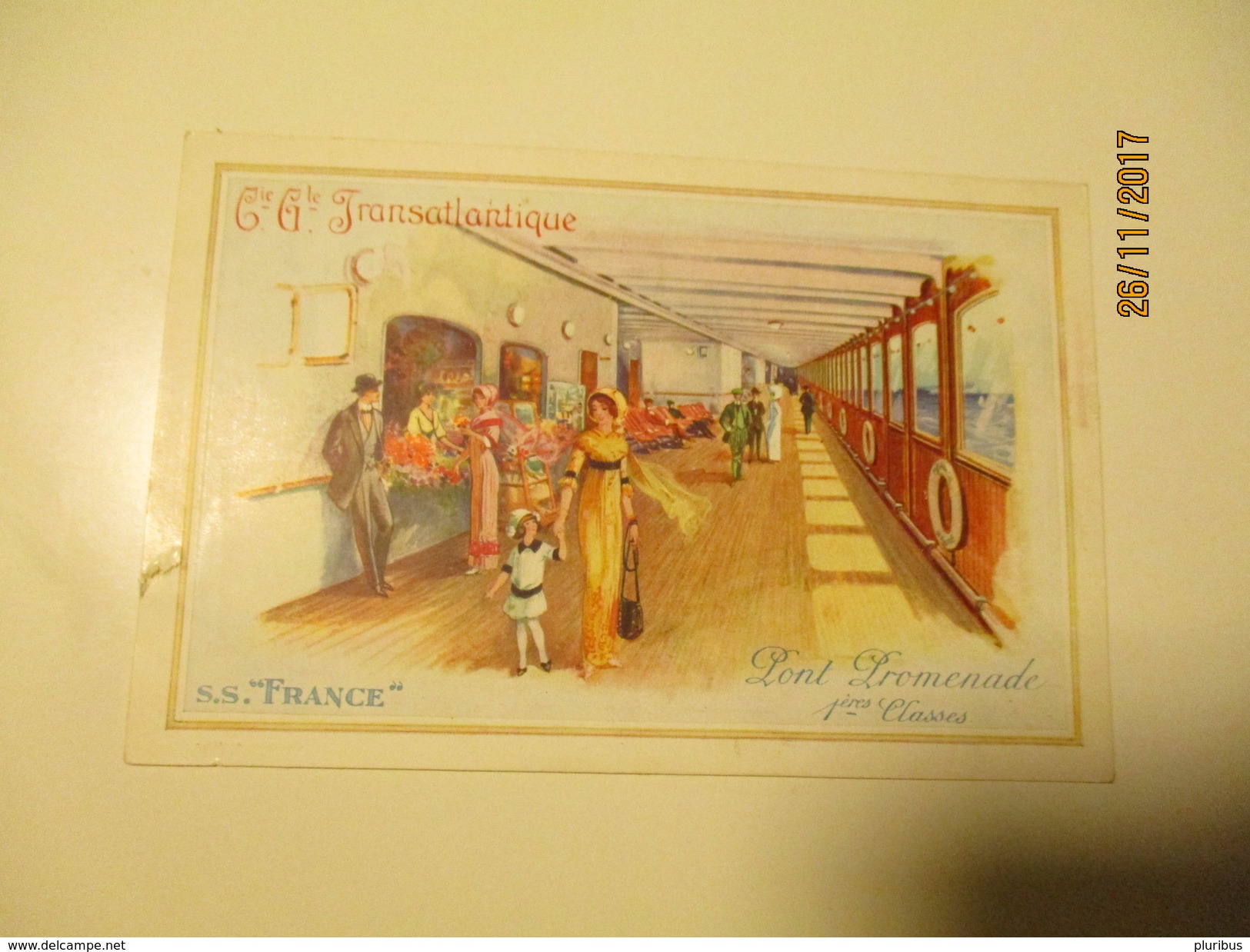 SS FRANCE TRANSATLANTIQUE ,  PROMENADE 1ST CLASS , OLD POSTCARD , 0 - Dampfer