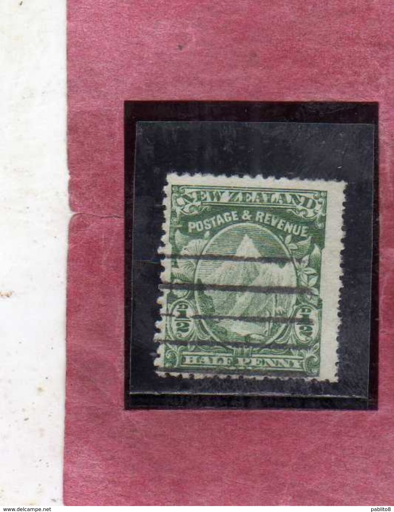 NEW ZEALAND NUOVA ZELANDA 1901 WHITE PAPER MT. COOK HALF PENNY 1/2p GREEN USATO USED OBLITERE' - Used Stamps