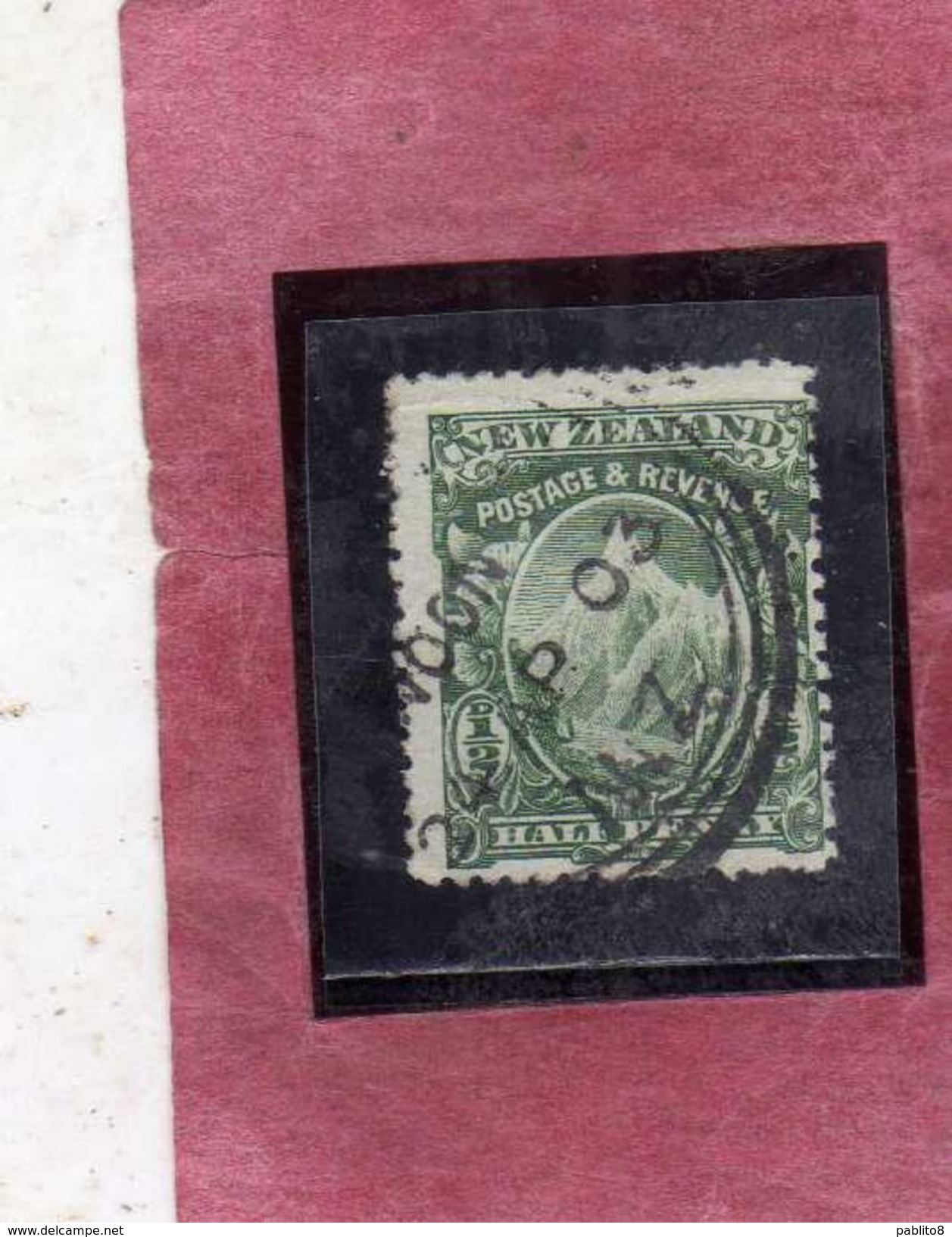 NEW ZEALAND NUOVA ZELANDA 1901 WHITE PAPER MT. COOK HALF PENNY 1/2p GREEN USATO USED OBLITERE' - Used Stamps