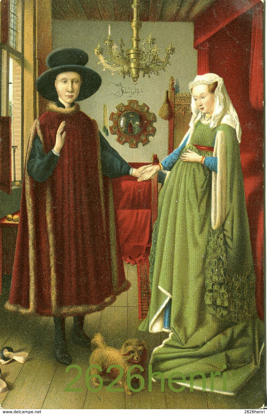 Old Postcard (about 1910)  Jan Van Eyck  "Flemish Merchant And Lady". - Peintures & Tableaux