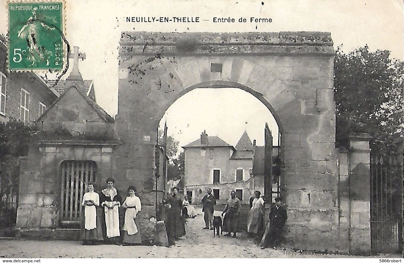 CARTE POSTALE ORIGINALE ANCIENNE : NEUILLY EN THELLE L'ENTREE DE LA FERME  ANIMEE  OISE (60) - Altri & Non Classificati