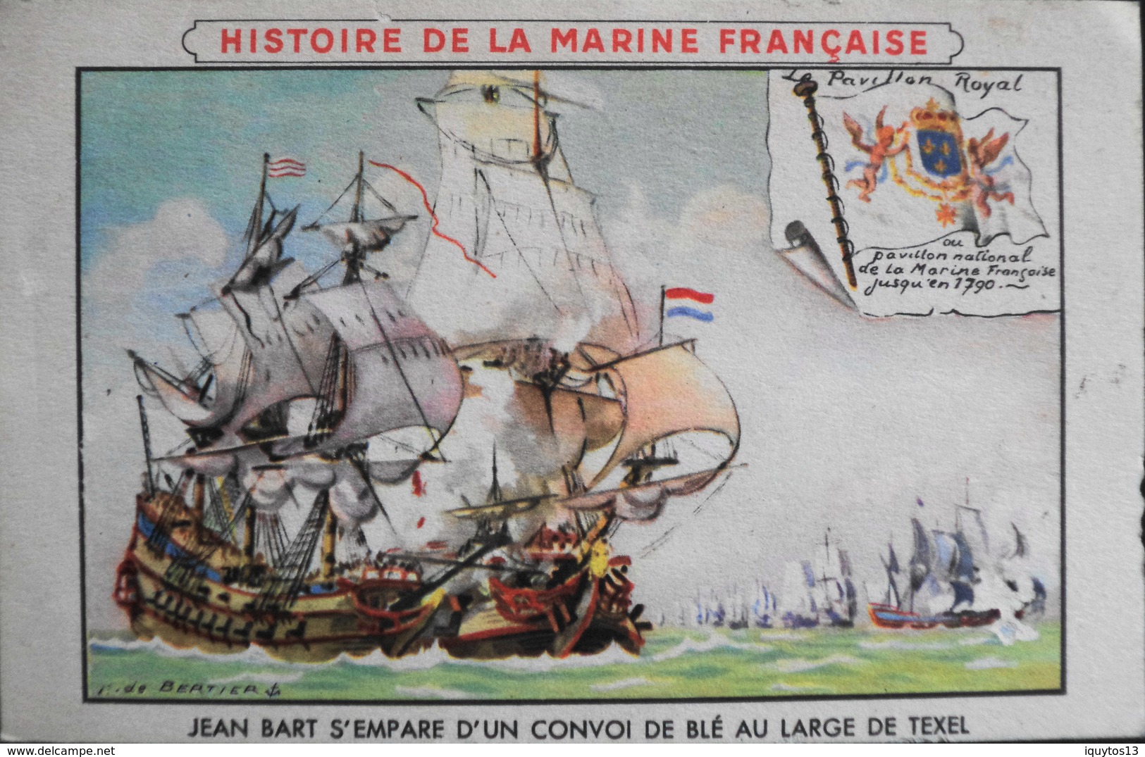 Très Belle Chromo. Offert Par LION NOIR Cirage Créme - HISTOIRE De La MARINE FRANCAISE N° V Jean BART - TBE - Bateaux