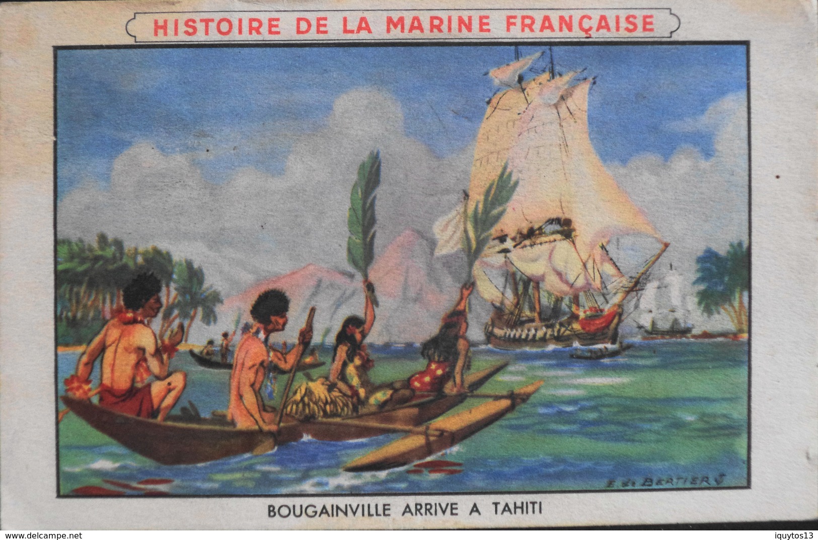 Très Belle Chromo. Offert Par LION NOIR Cirage Créme - HISTOIRE De La MARINE FRANCAISE N° VII BOUGAINVILLE - TBE - Bateaux