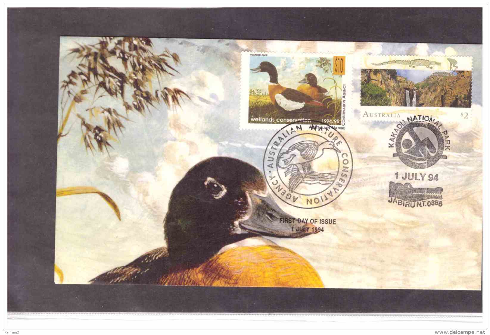 AU186   -   THE AUSTRALIAN MOUNTAIN DUCK    /   FDC   1 JULY 1994 - Environment & Climate Protection