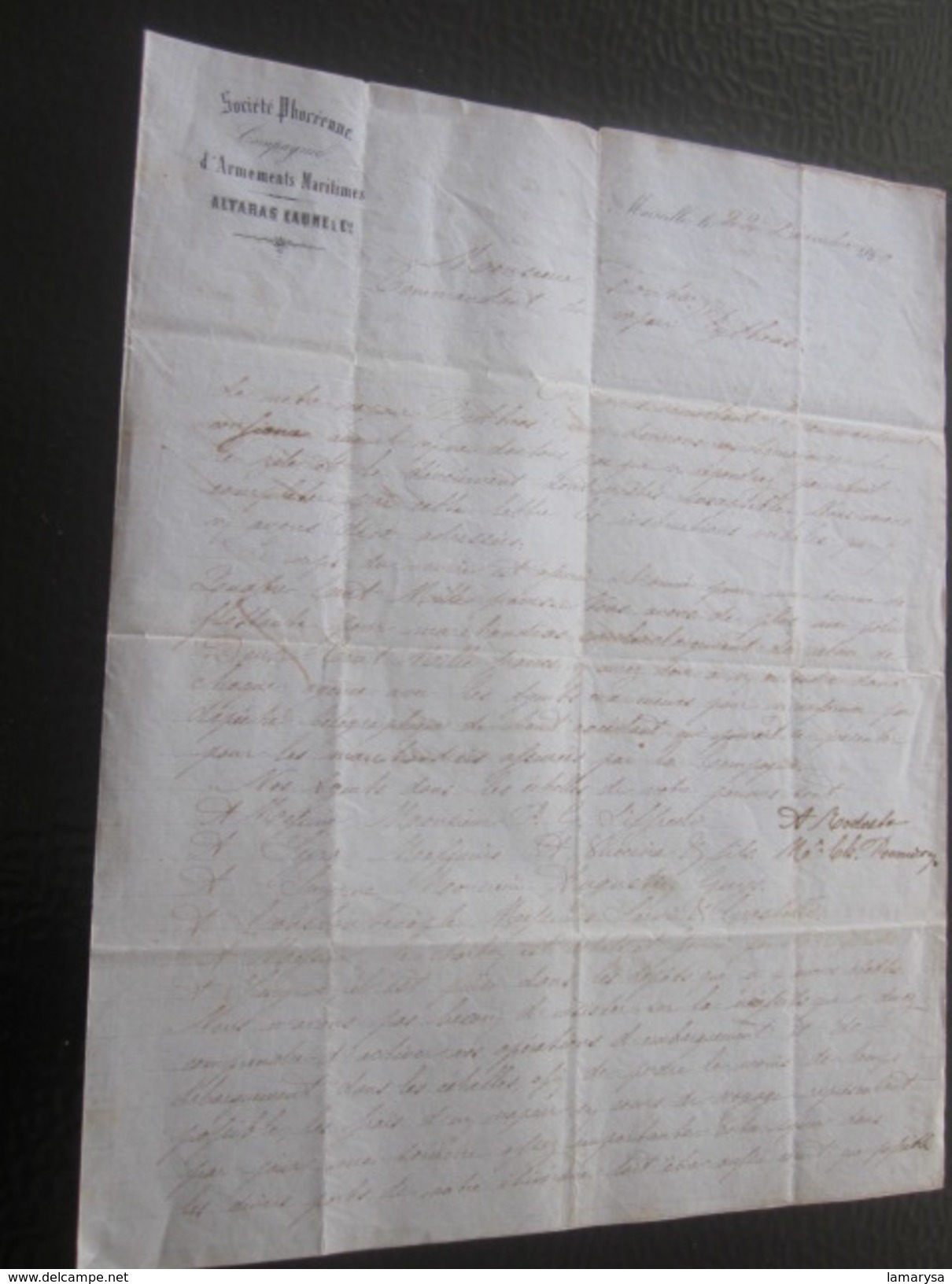 1860 Manuscrit Bill Of Lading Connaissement Instructions Armement Mariti Bateau Vapeur"Pithéas"Lettre à Capitaine Fontan - Manuscripts