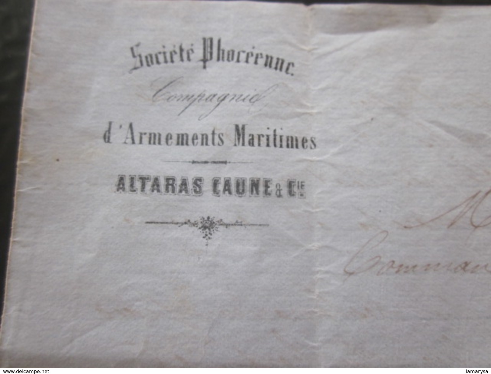 1860 Manuscrit Bill Of Lading Connaissement Instructions Armement Mariti Bateau Vapeur"Pithéas"Lettre à Capitaine Fontan - Manuskripte