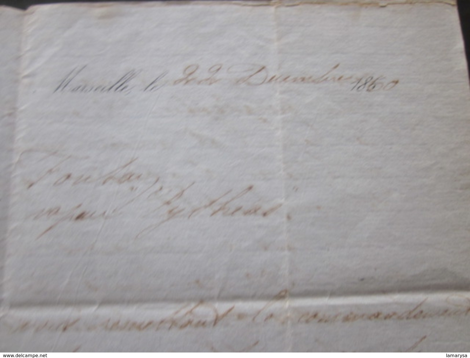 1860 Manuscrit Bill Of Lading Connaissement Instructions Armement Mariti Bateau Vapeur"Pithéas"Lettre à Capitaine Fontan - Manuskripte