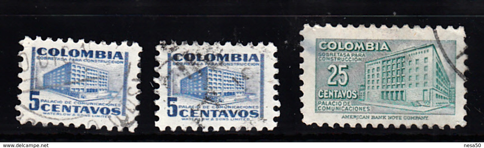 Colombia 1952 Mi Nr 637 + 639  Postkantoor In In Bogotá - Kolumbien