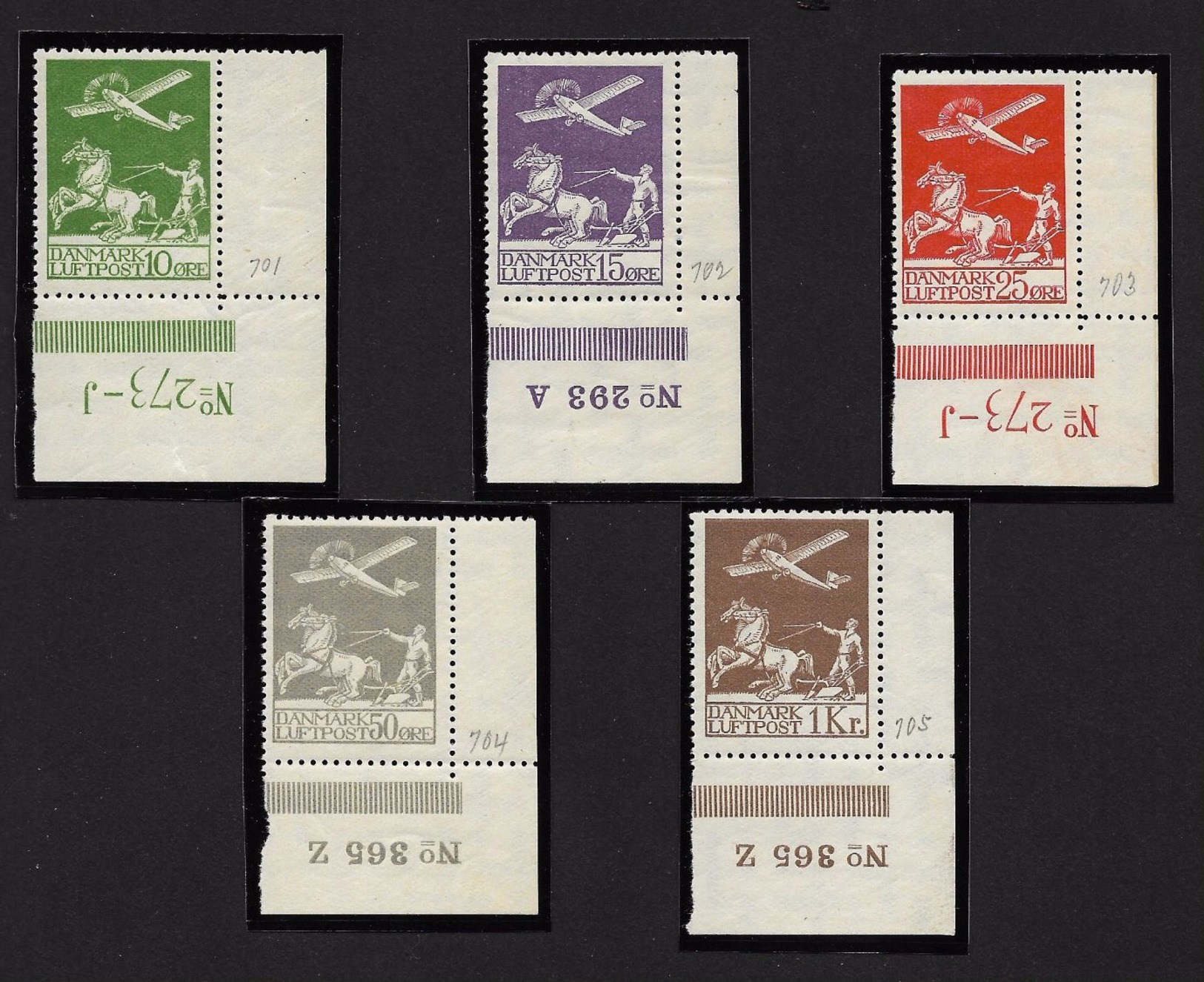 DENMARK Mi.143/45,180/1 - Scott C1/5 MNH** 1925/29 AIR MAIL EXCEPTIONAL SET - Ungebraucht