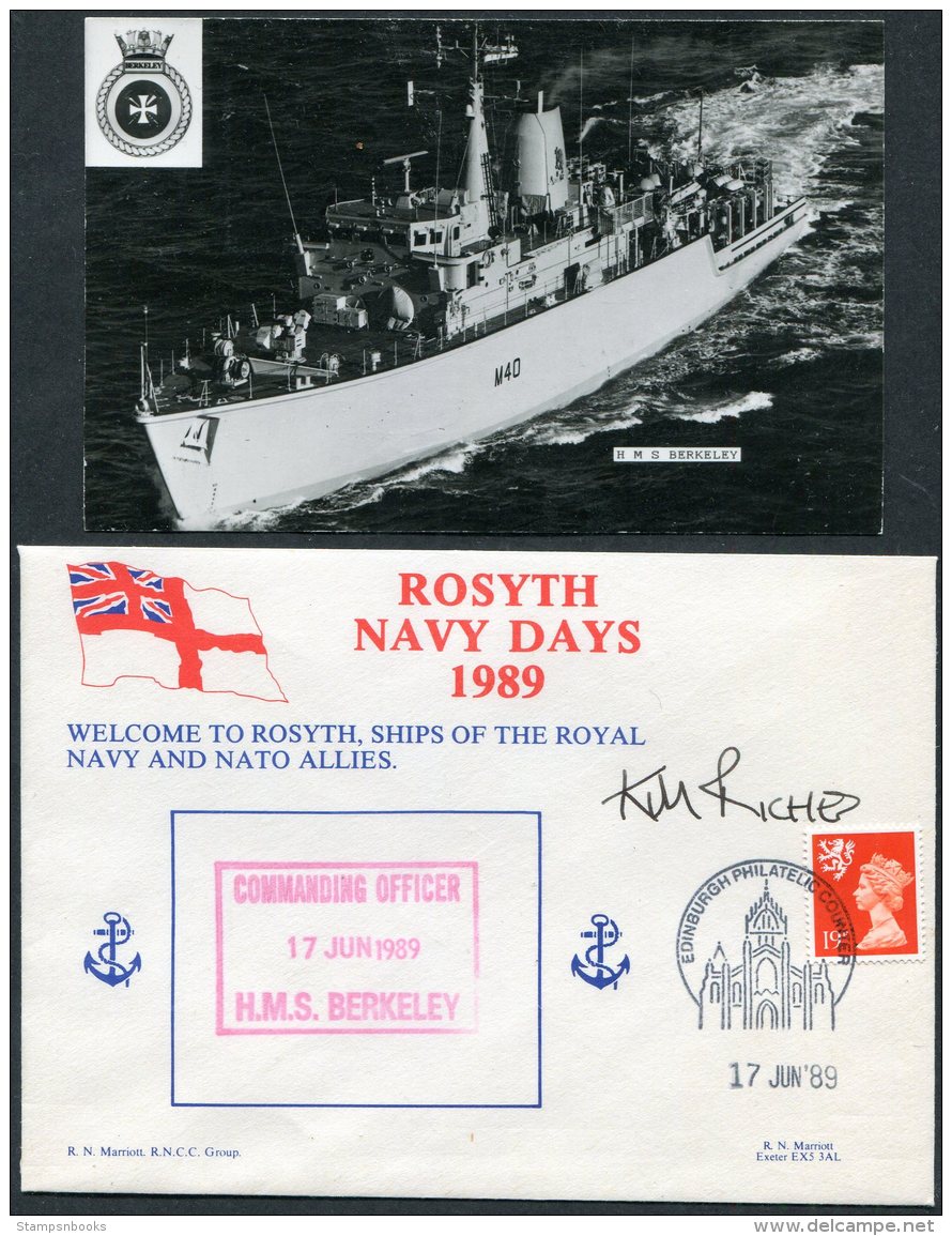 1989 GB H.M.S. Berkeley, Royal Navy Ship Cover + Photocard. Rosyth Navy Days SIGNED, NATO Edinburgh - Covers & Documents