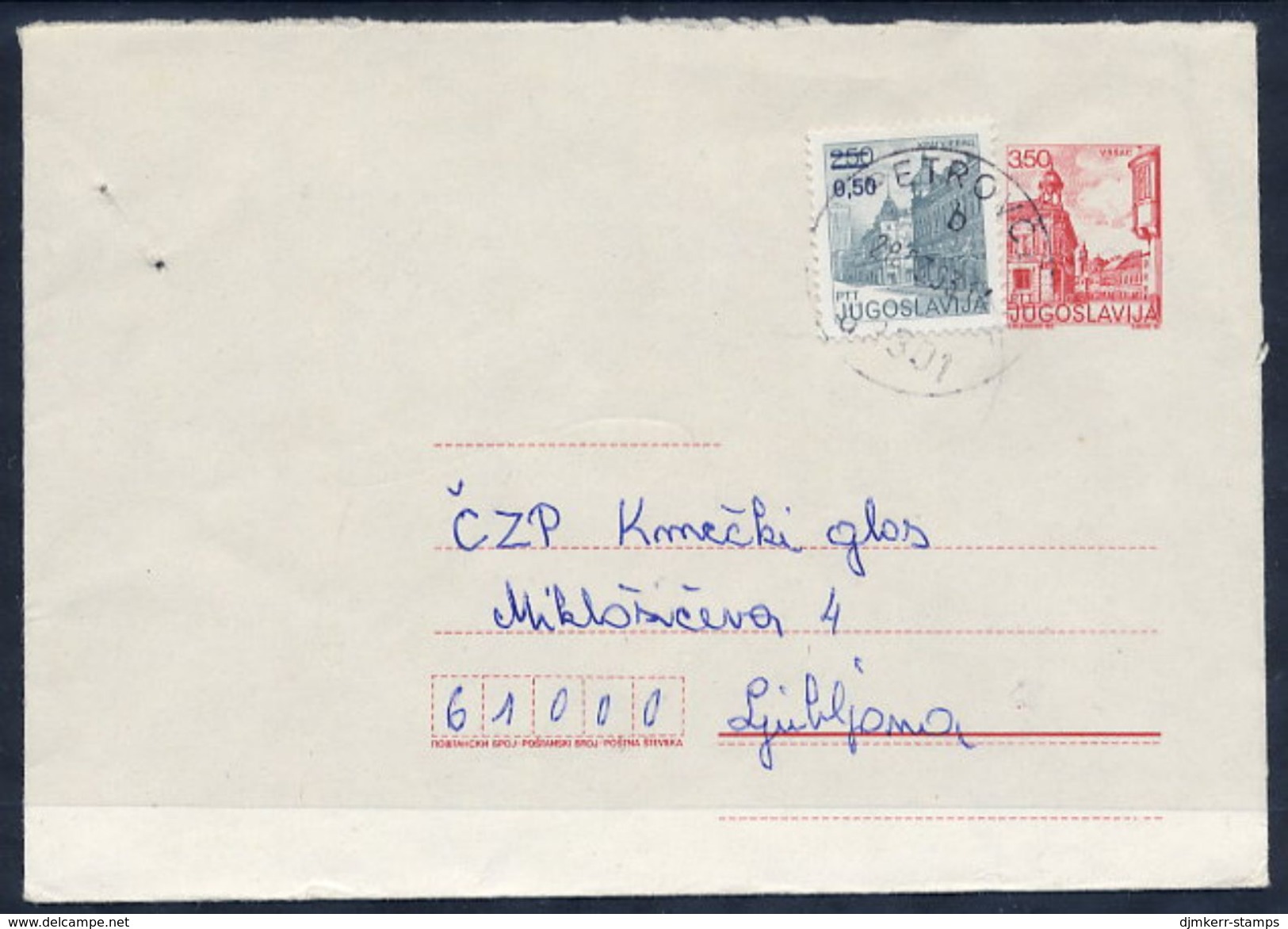YUGOSLAVIA 1981 Tourism 3.50 D.stationery Envelope Used With Additional Franking.  Michel U63 - Ganzsachen