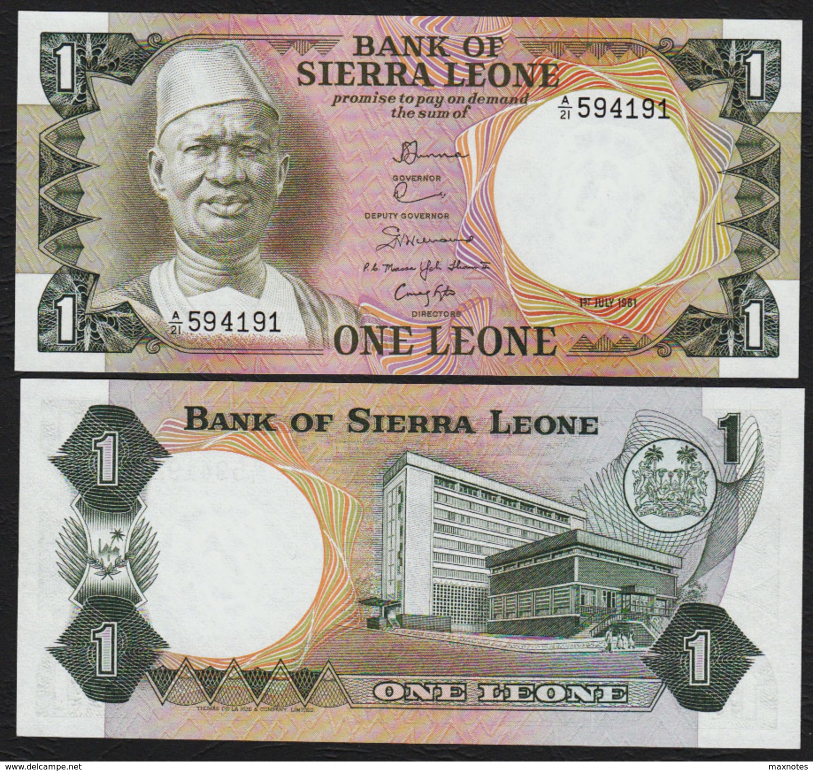 SIERRA LEONE : 1  Leone - 1981- UNC - Sierra Leona