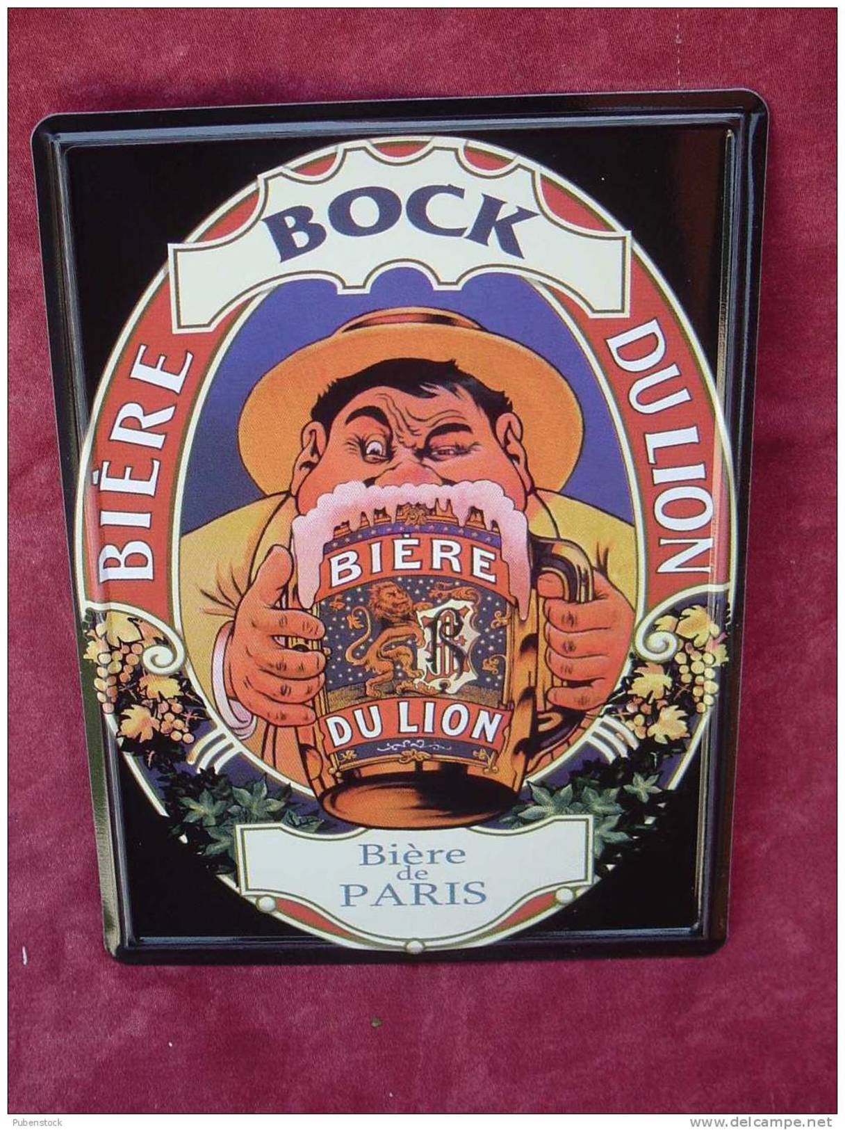 Plaque En Tôle "BIERE DU LION" - Placas En Aluminio (desde 1961)