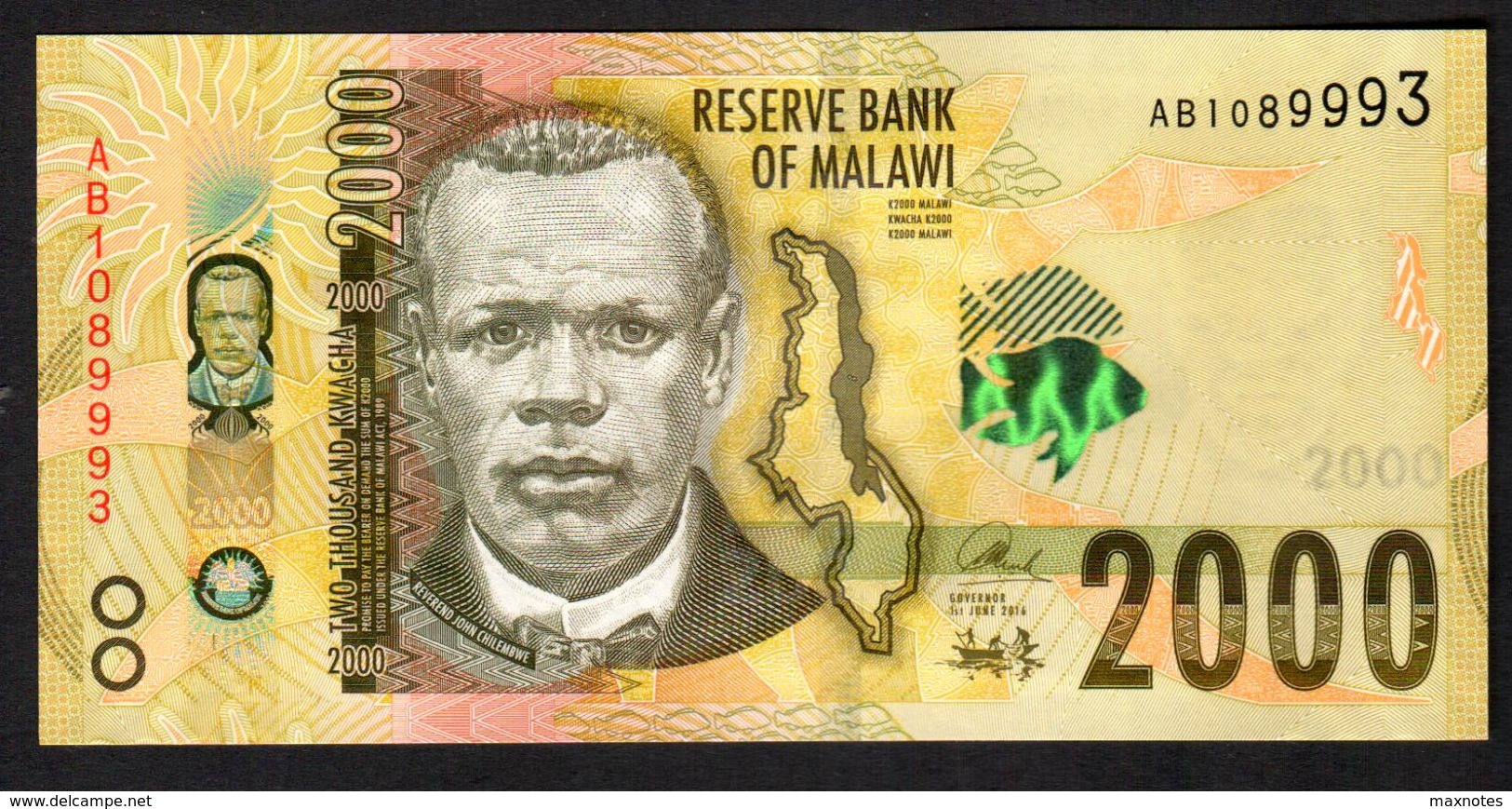 MALAWI  : 2000  Kwacha - 2016 - UNC - Malawi