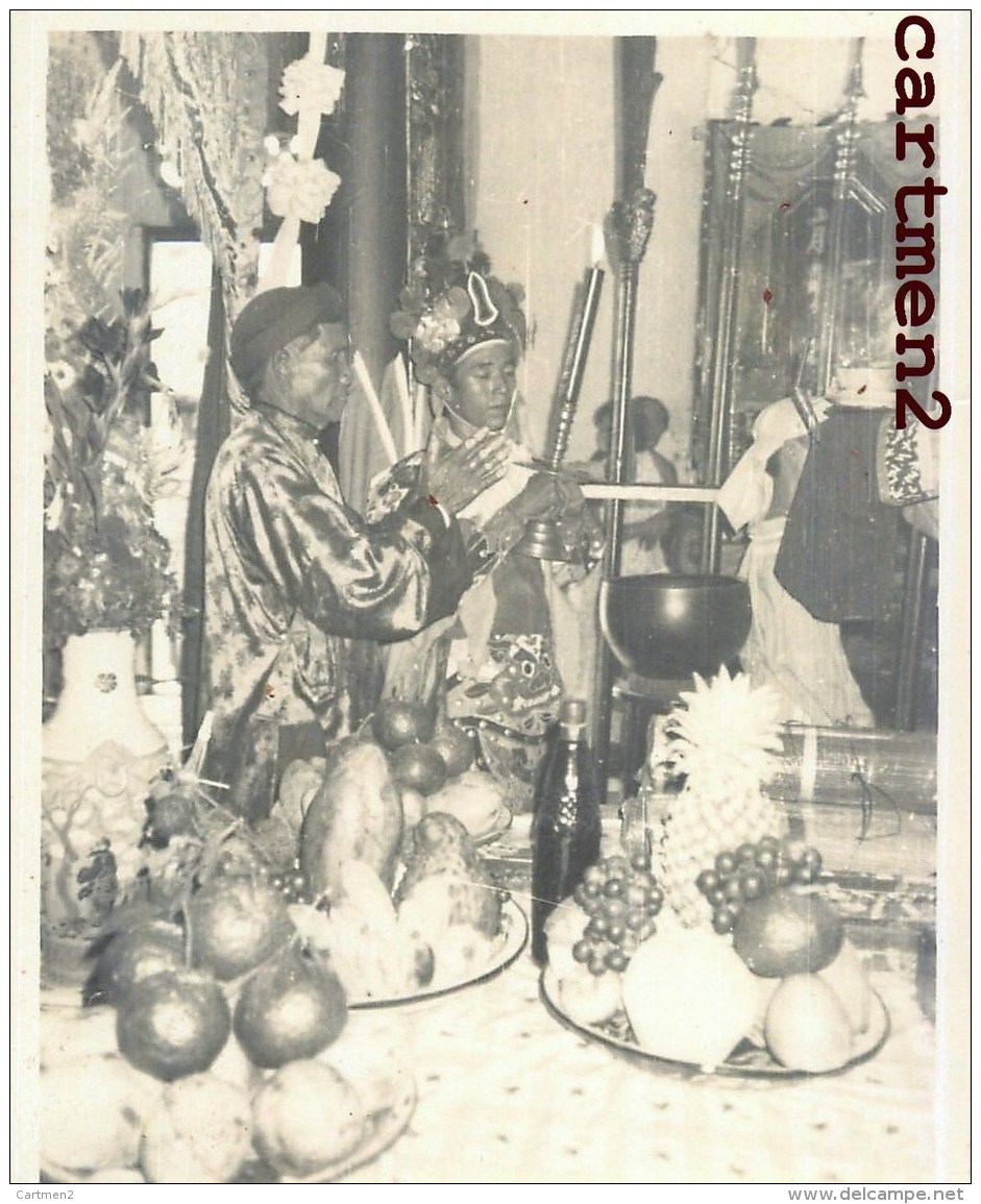 8 OLD PHOTOGRAPHY : CHINA OR VIETNAM PROCESSION BOUDDHISME BUDDHISM BONZE MOINE CHINE TEMPLE PAGODA RELIGION - Chine