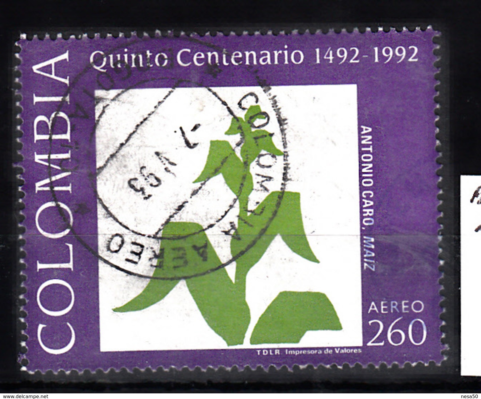 Colombia 1992 Mi Nr 1879 Schilderij Van Antonio Caro; Maisplant - Colombia