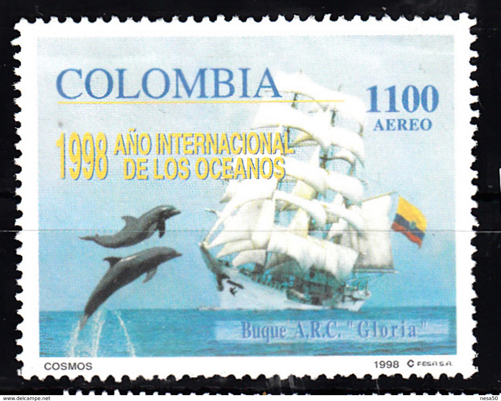 Colombia 1998 Mi Nr 2089  Zeilschip Gloria Met Dolfijnen - Colombia
