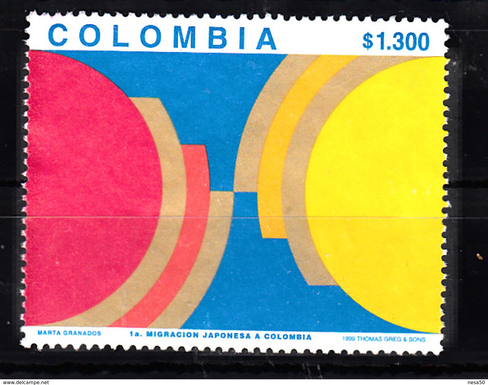 Colombia 1999 Mi Nr 2120 Verbinding Met Japan En Colombia - Colombia