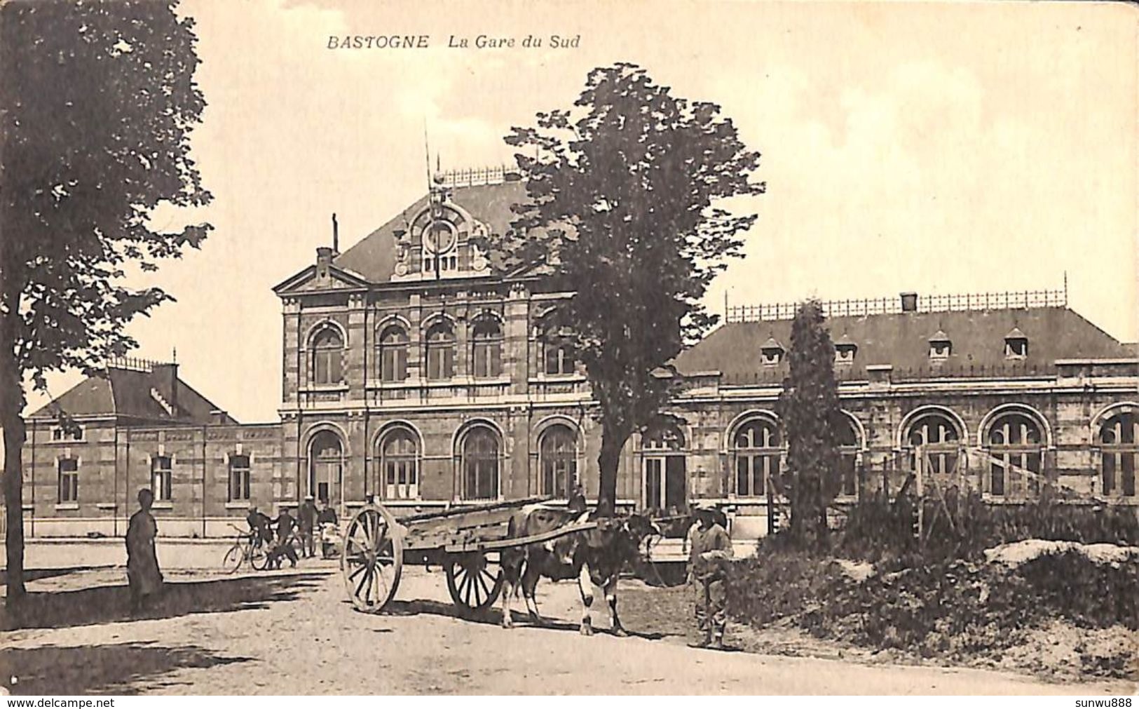 Bastogne - La Gare Du Sud (animée, Attelage Boeuf, Edit. Bossart Delhaye) - Bastogne