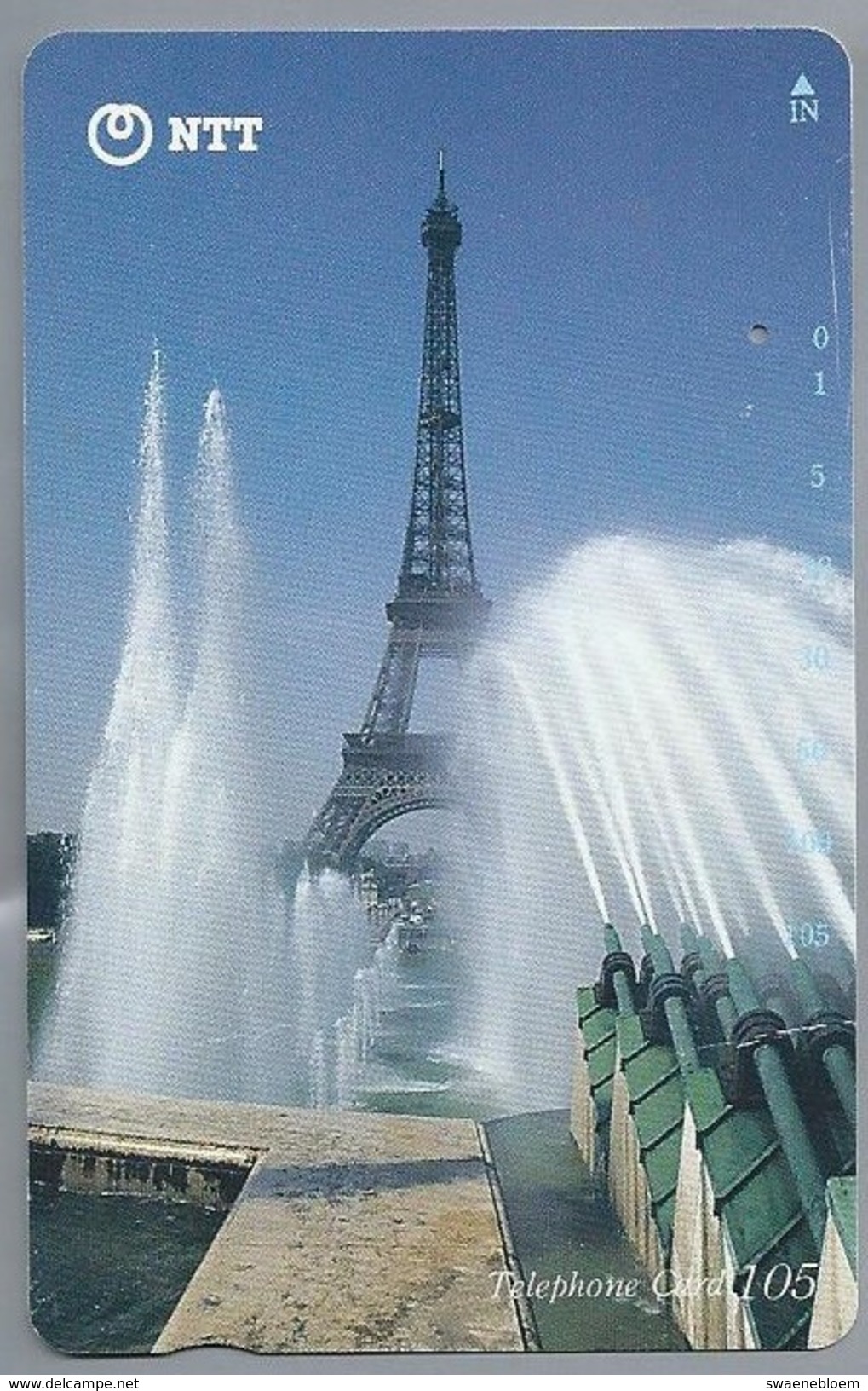 JP.- Japan, Telefoonkaart. Telecarte Japon. NTT. TELEPHONE CARD 105. EIFELTOREN. - Andere & Zonder Classificatie