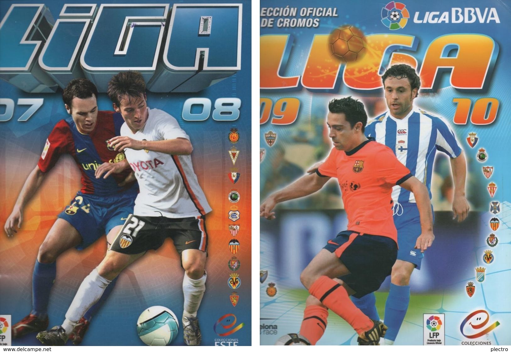 2 ALBUMES DE CROMOS DE FÚTBOL CON MUCHOS CROMOS (LIGA 2007-08 Y 2009-2010) - Tarjetas