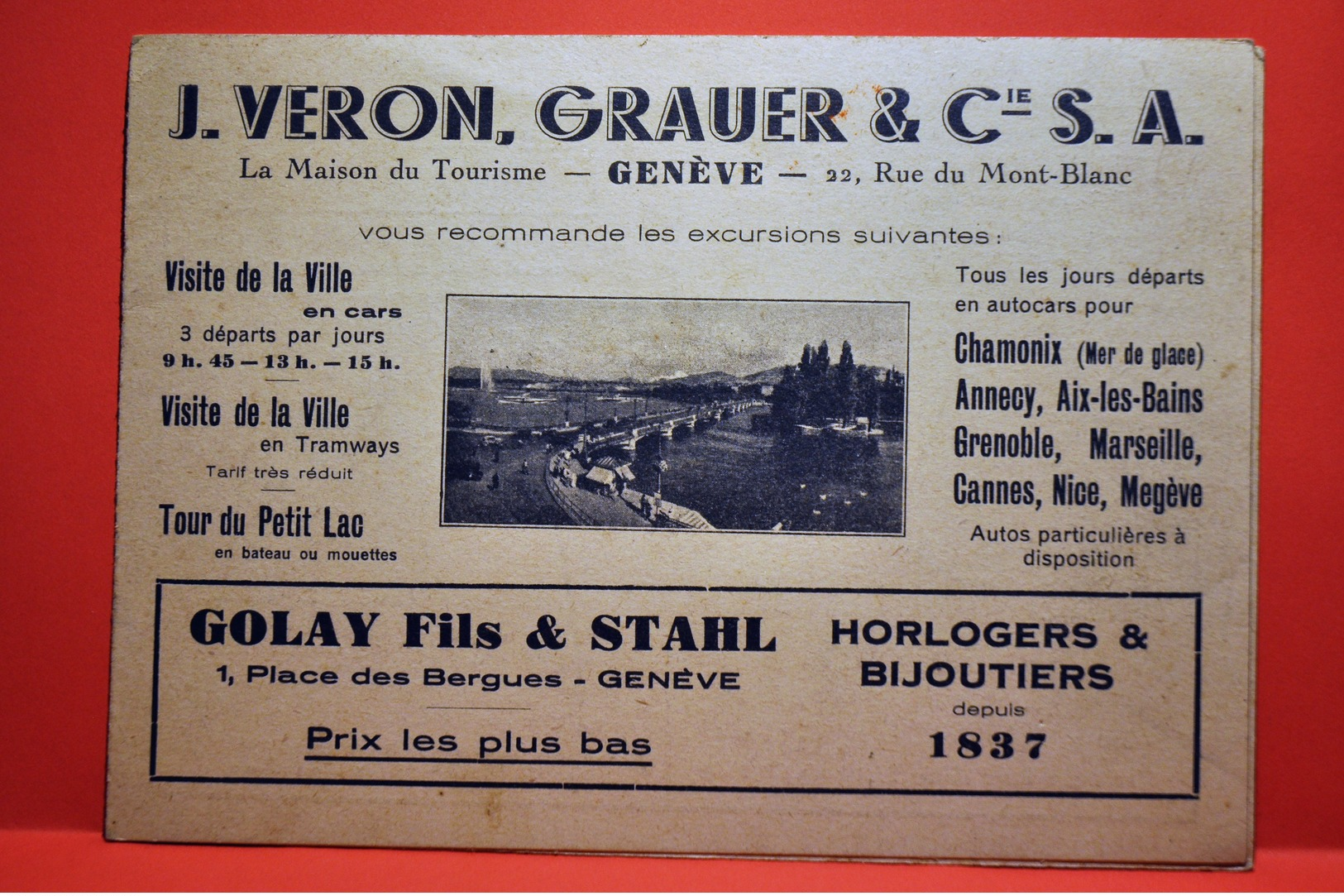Genève - Carte Dépliant Publicitaire - J VERON GRAUER Et CIE - Genève